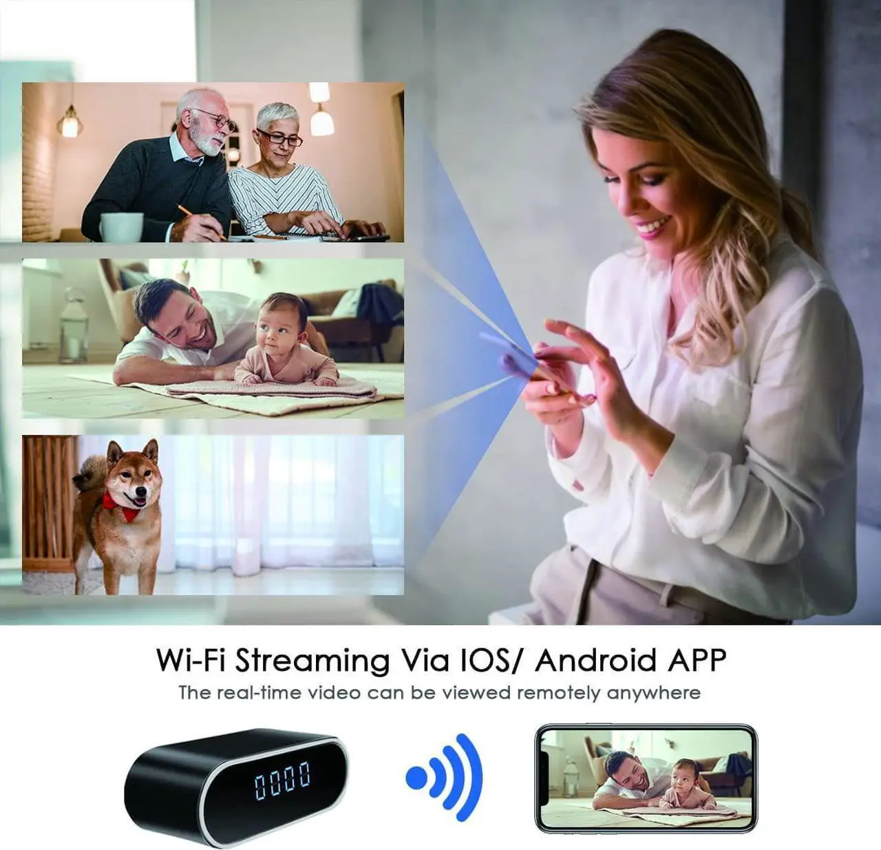 Alt view image 4 of 6 - Hidden Camera Clock Spy Camera Wireless Indoor Hidden Cameras 1080P HD WiFi Security Camera Nanny Cam Monitor Night Vision Video Recorder Motion Detection Covert for Home Surveillance No Audio