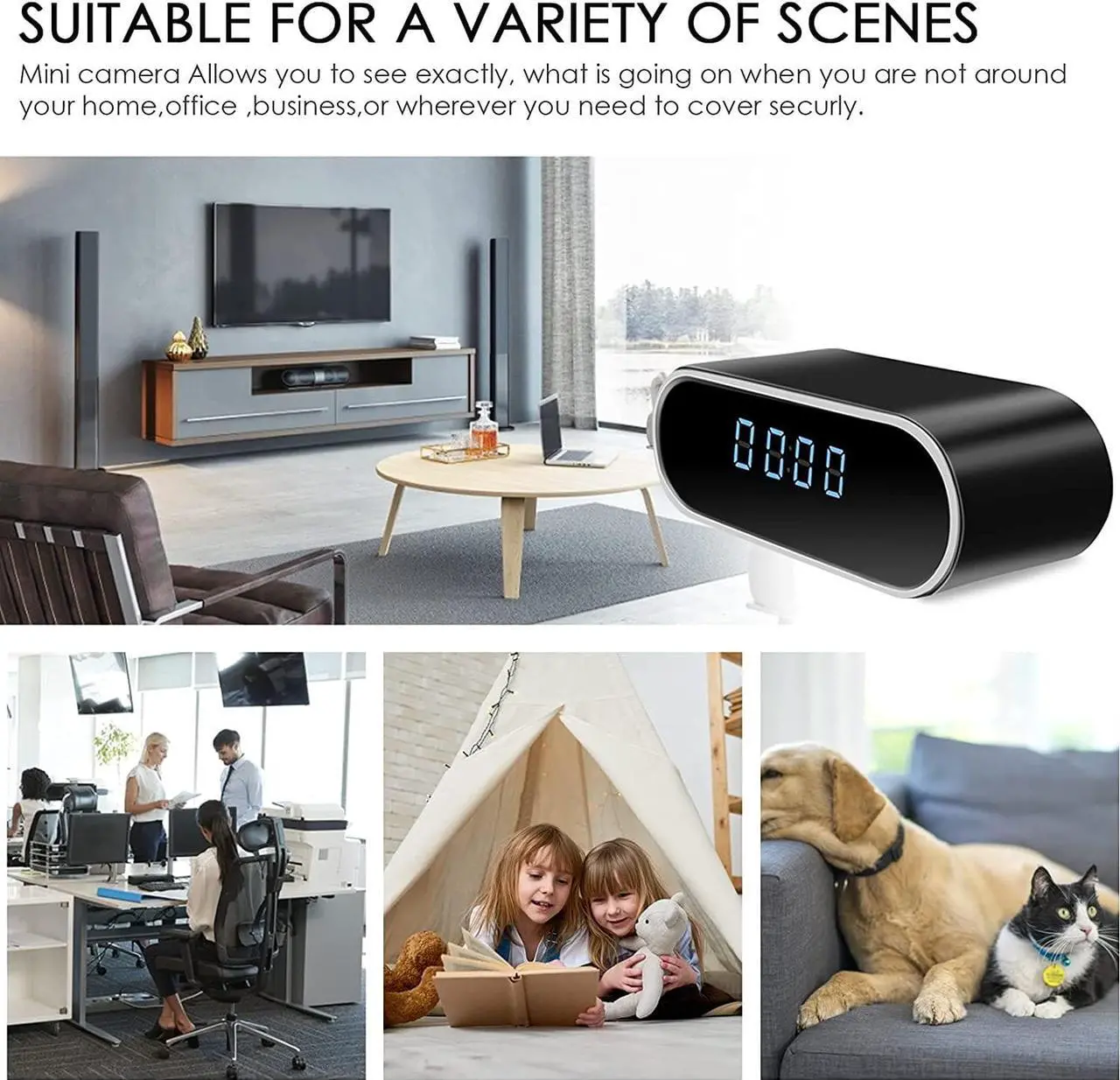 Alt view image 2 of 6 - Hidden Camera Clock Spy Camera Wireless Indoor Hidden Cameras 1080P HD WiFi Security Camera Nanny Cam Monitor Night Vision Video Recorder Motion Detection Covert for Home Surveillance No Audio