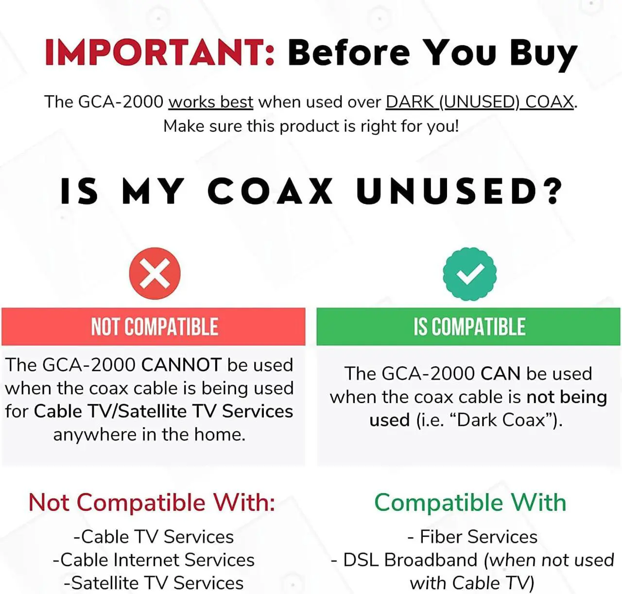 Alt view image 2 of 7 - Nexuslink G.hn Ethernet Over Coax Adapter | 2000 Mbps, Fast and Secure Network Performance, Online Gaming and Streaming in Hard-to-Reach Locations, 2 Units (GCA-2000-KIT)