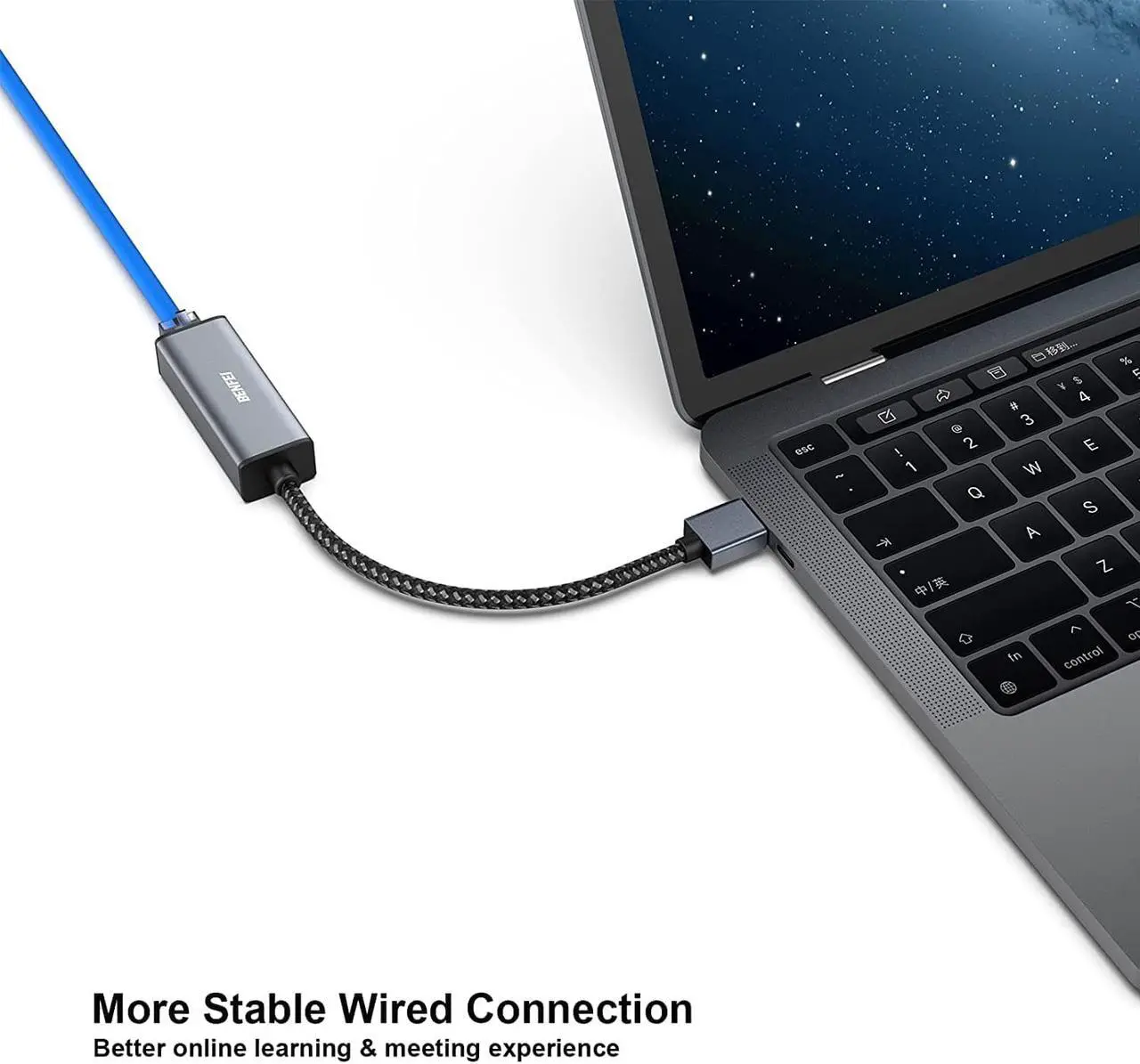 Alt view image 3 of 7 - Ethernet Adapter, USB 3.0 to RJ45 1000Mbps Gigabit LAN Adapter Compatible for MacBook, Surface Pro, PC with Windows11/10/8/7, XP, Vista, Mac[Aluminium Shell&Nylon Cable]