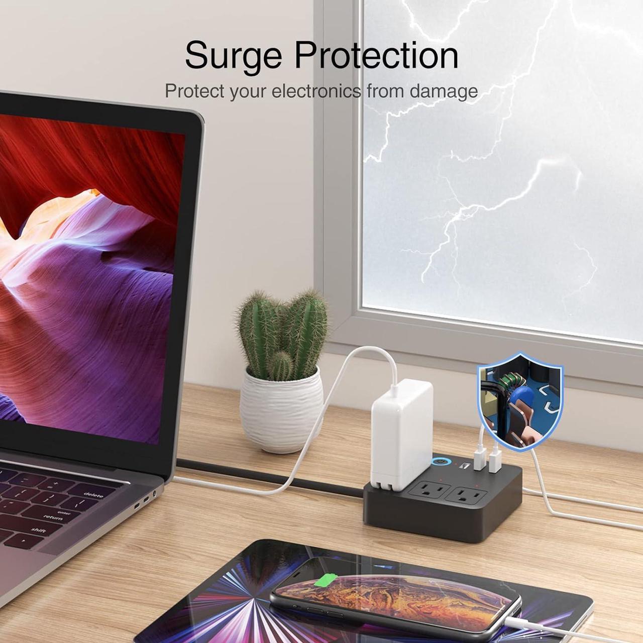 Alt view image 6 of 6 - GHome Smart Plug Power Strip, WiFi Surge Protector Work with Alexa Google Home, Smart Outlets with 3 USB 3 Charging Port, Multi-Plug Extender for Home Office Cruise Ship Travel, 10A
