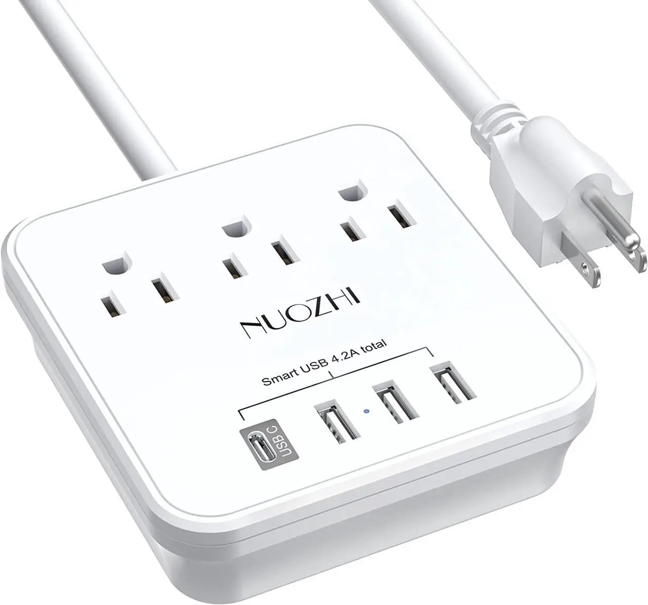 Main image of Cruise Essentials,6 Ft Power Strip with 3 Outlets and 4 USB Ports(1 USB C), Non Surge Protector for Cruise Ship, Travel, Home Office, ETL Listed, White