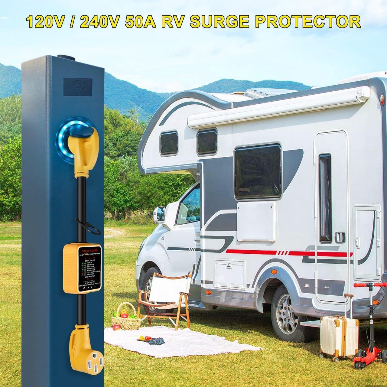 Alt view image 5 of 6 - rv Surge Protector 50 amp, ARSAGOO rv Voltage Protector/Monitor with Surge Protection(5000 Joules), Designed with Easy to Use Handles