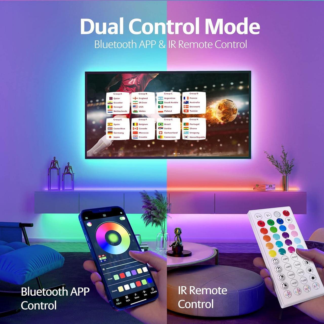 Alt view image 3 of 7 - 65.6ft LED Lights for Bedroom Music Sync RGB LED Strip Lights with APP & Remote Control Luces LED para Cuarto Bluetooth LED Lights for Room Home Decoration