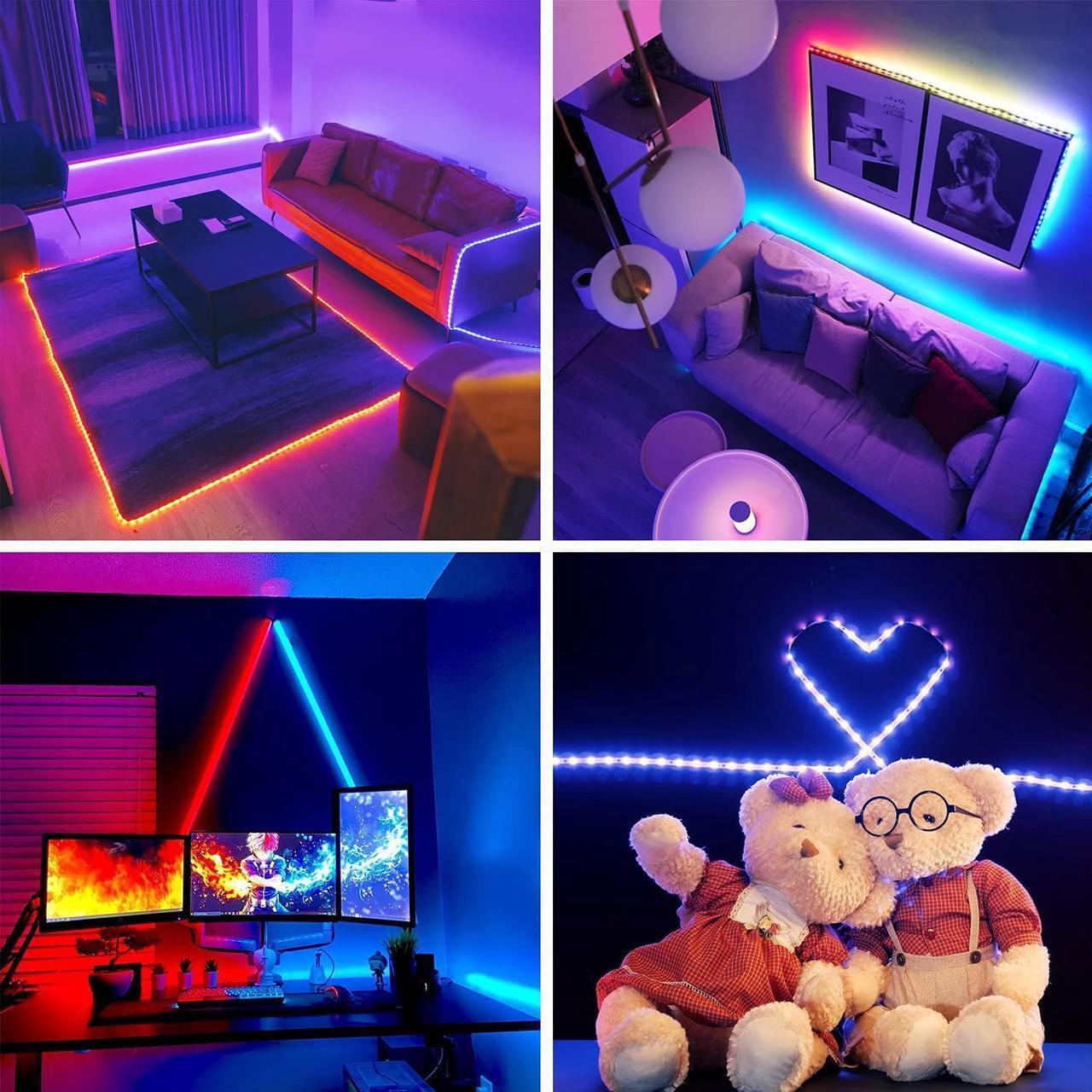 Alt view image 4 of 4 - Led Strip Lights 50 ft Smart Light Strips with App Control Remote 5050 RGB Led Lights for Bedroom Music Sync Color Changing Lights for Room Party