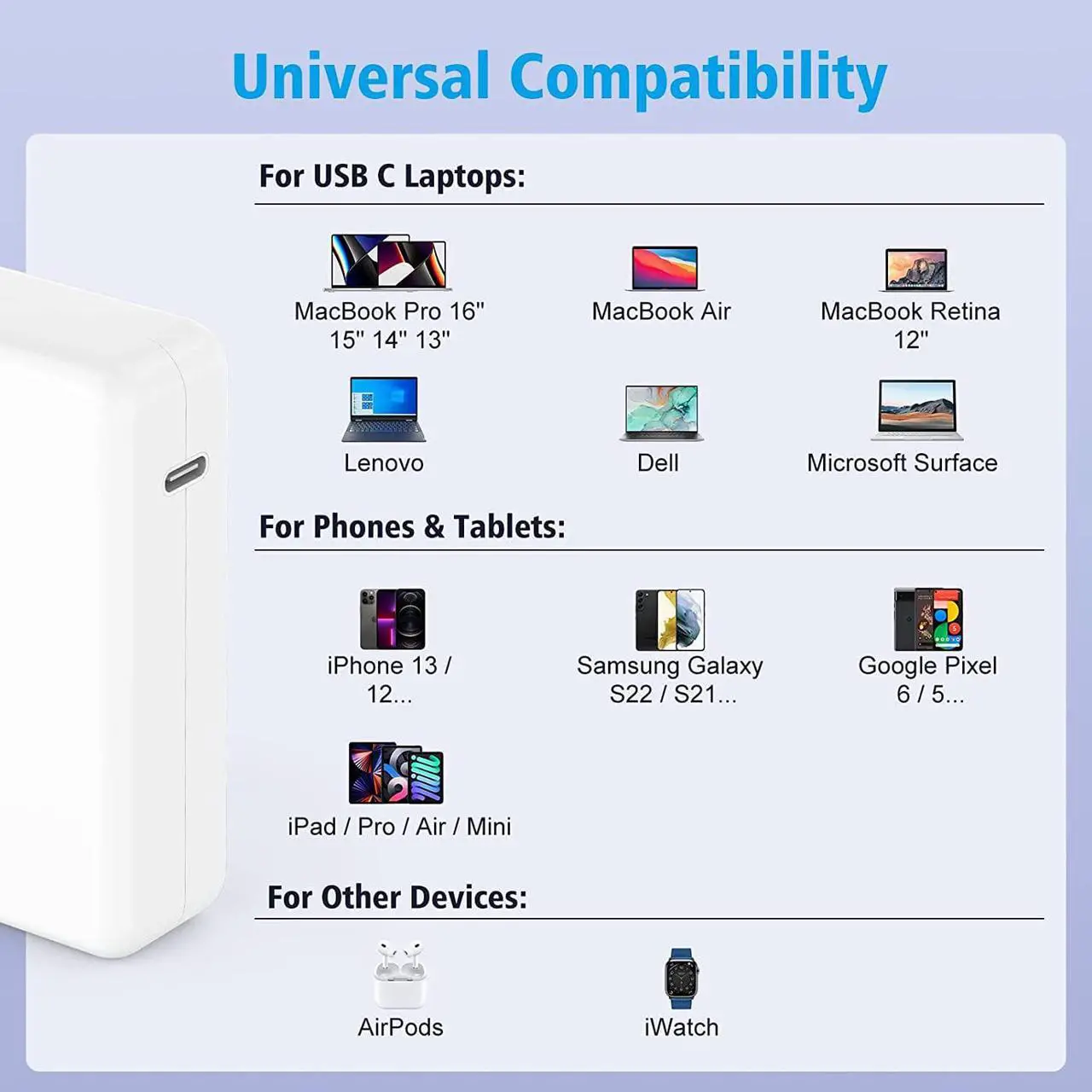 Alt view image 4 of 7 - 140W USB C Charger Power Adapter for MacBook Pro 16 inch 2023 2021, MacBook Pro 14 15 13, MacBook Air, PD 3.1 28V Great for M1 / M2 Laptop, Original Quality, Reduce Battery Aging, Temperature Control