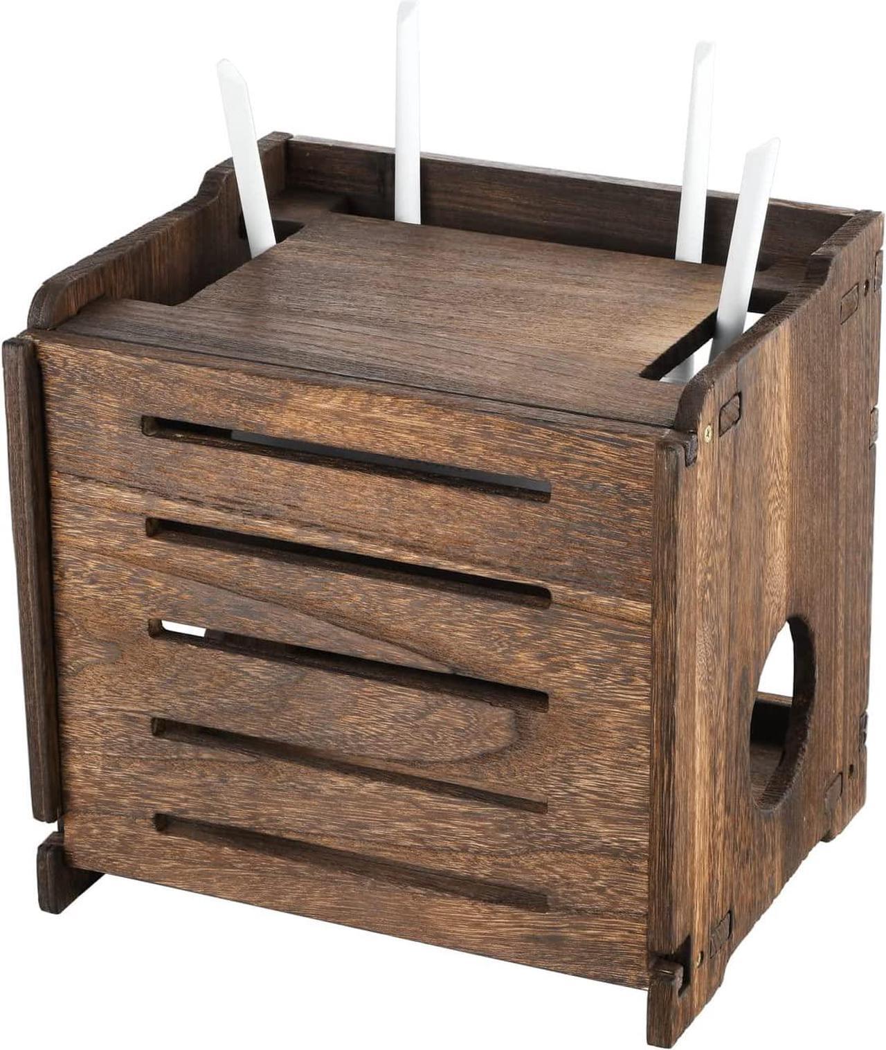 Main image of BEARUT Wooden Router Shelf Wall Mount WiFi Router Storage Box Modem Cable Router Cover Organized Power Strip Cable Management Hider Rack Need Assembly 11.4" W x 9.4" H x 9.1" D