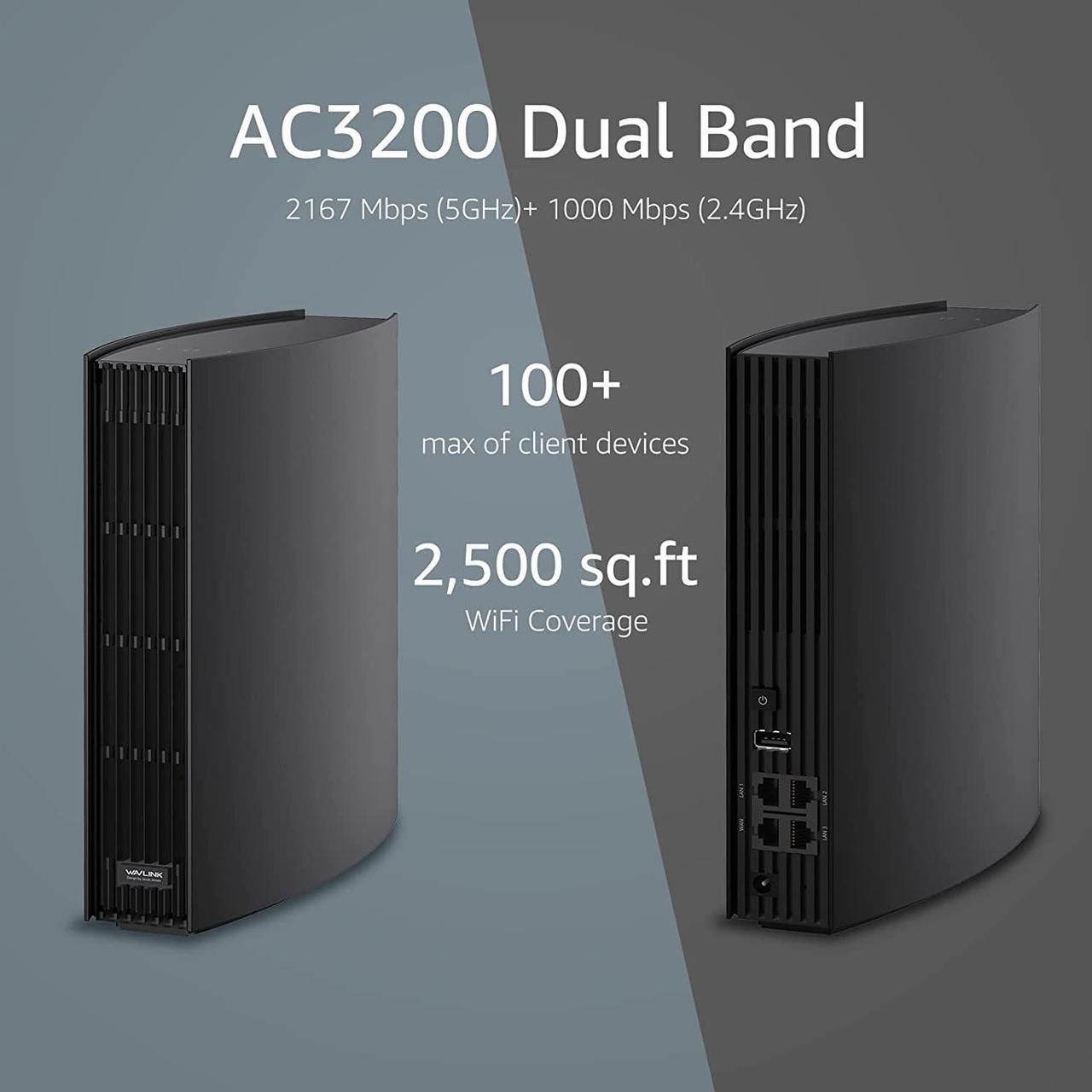 Alt view image 2 of 6 - AC3200 Smart WiFi Router with LED Screen - Dual Band Gigabit Router for Home | Up to 2500 sq.ft Coverage & 100 Devices | 4 GB Ports & 1 USB | QoS, Parental Control, MU-MIMO