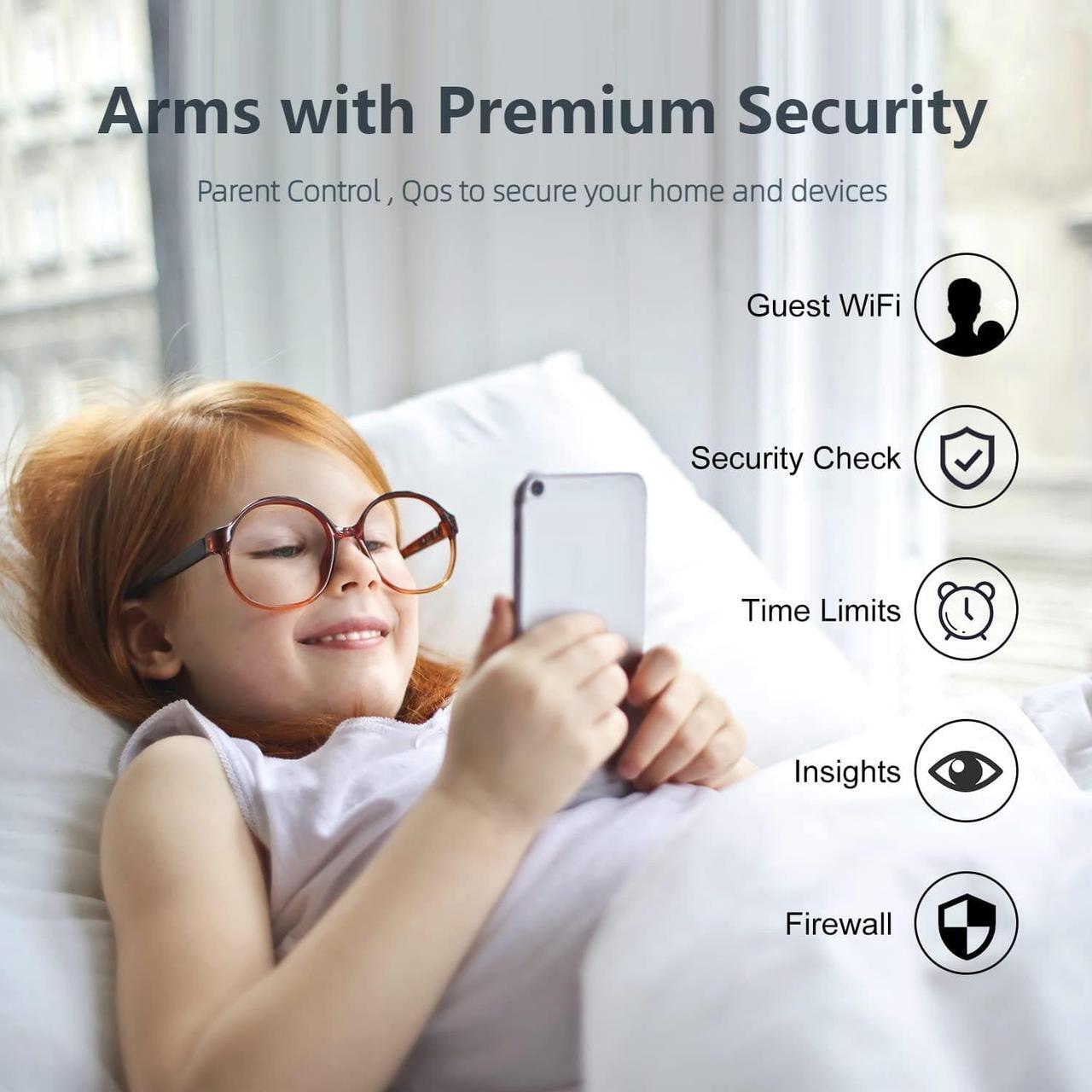 Alt view image 4 of 6 - AC3200 Smart WiFi Router with LED Screen - Dual Band Gigabit Router for Home | Up to 2500 sq.ft Coverage & 100 Devices | 4 GB Ports & 1 USB | QoS, Parental Control, MU-MIMO