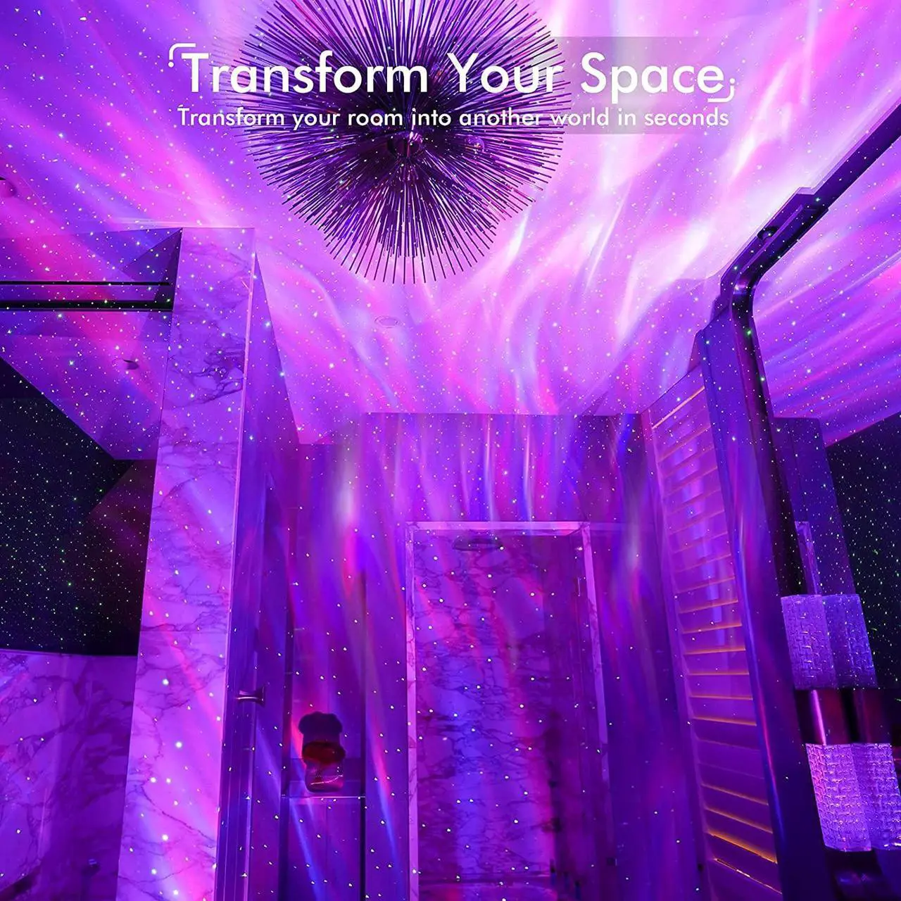 Alt view image 5 of 7 - Galaxy Projector, Star Projector LED Lights for Bedroom, White Noise Aurora Projector, Night Light for Kids Room, Adults Home Theater, Ceiling, Room Decor, Gift for Christmas, Birthday