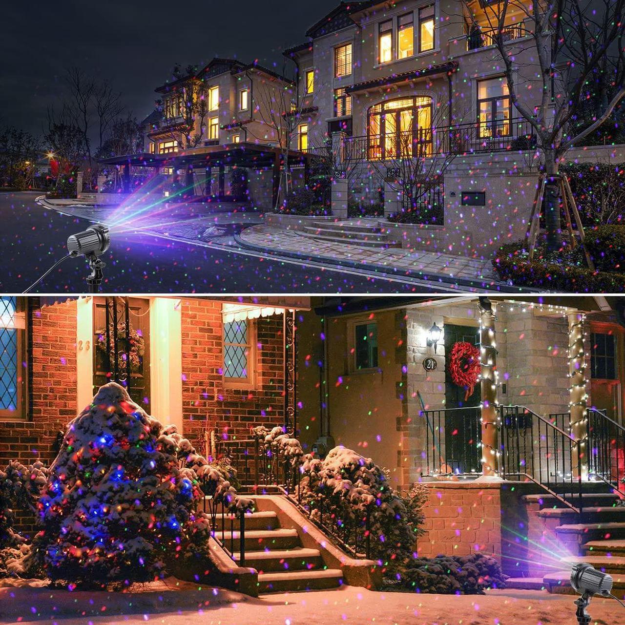 Alt view image 2 of 7 - Laser Christmas Lights,Outdoor Garden Laser Lights Projector, Motion Star 3 Color Red Green Blue,Water Proof,Suitable for Outdoor Garden Decorative Lights