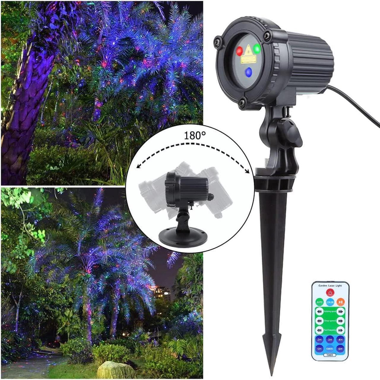 Alt view image 3 of 7 - Laser Christmas Lights,Outdoor Garden Laser Lights Projector, Motion Star 3 Color Red Green Blue,Water Proof,Suitable for Outdoor Garden Decorative Lights