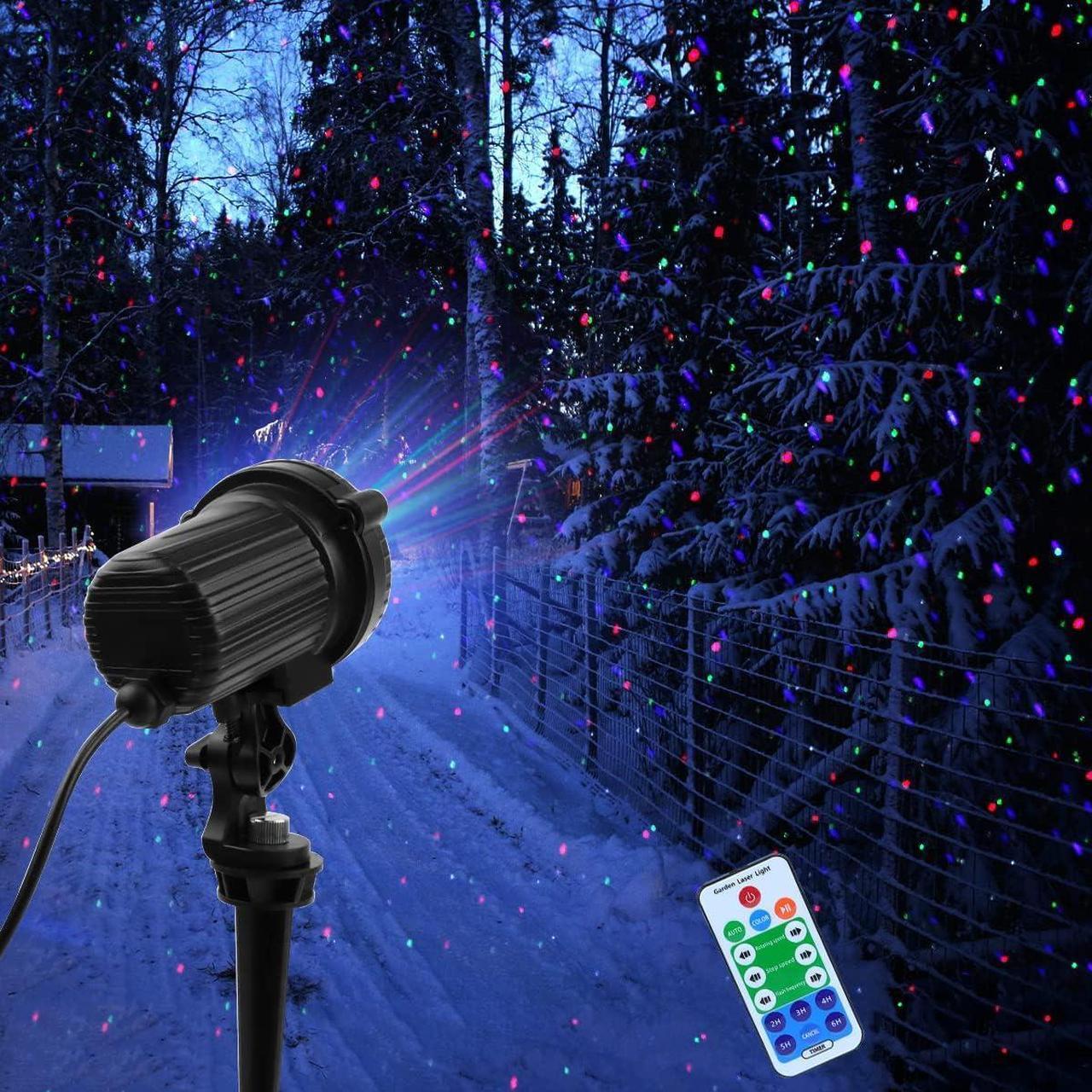 Alt view image 4 of 7 - Laser Christmas Lights,Outdoor Garden Laser Lights Projector, Motion Star 3 Color Red Green Blue,Water Proof,Suitable for Outdoor Garden Decorative Lights