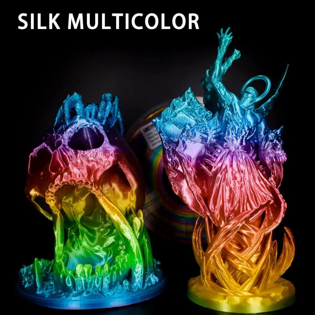 Alt view image 3 of 7 - LOCYFENS Silk PLA Filament Multicolor, 3D Printer Filament Rainbow PLA Filament 1.75mm +/- 0.02mm, 3D Printing Filament 1kg/2.2lbs