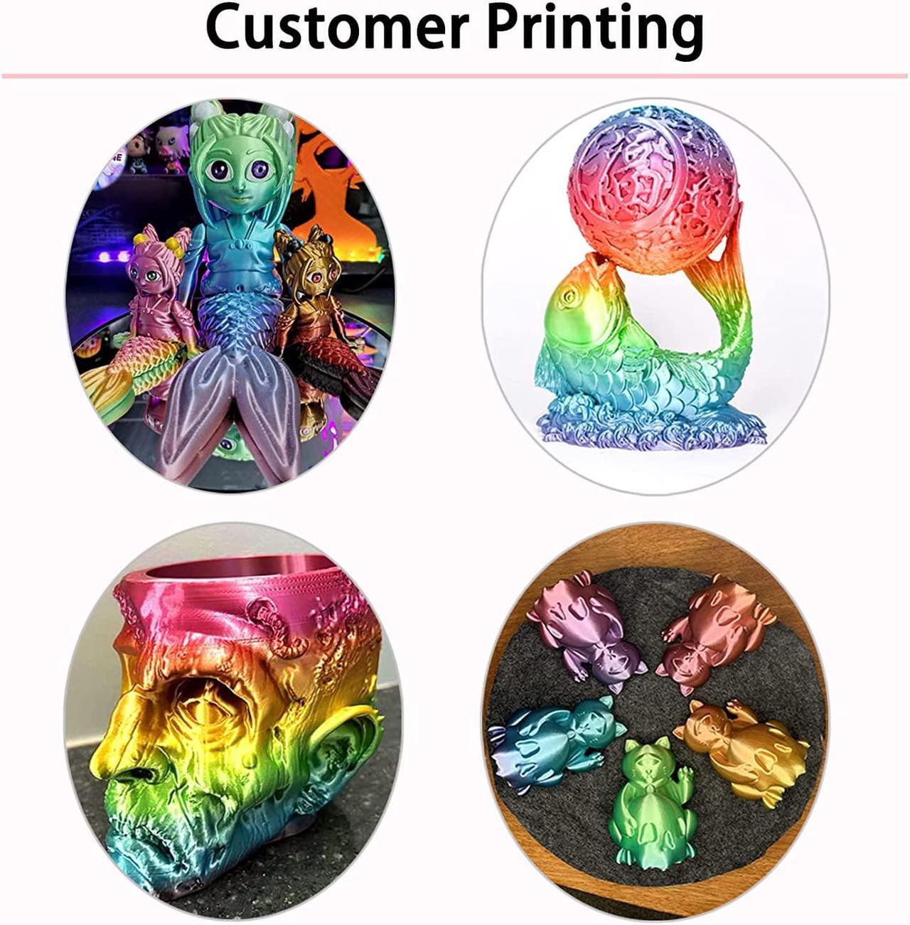 Alt view image 7 of 7 - LOCYFENS Silk PLA Filament Multicolor, 3D Printer Filament Rainbow PLA Filament 1.75mm +/- 0.02mm, 3D Printing Filament 1kg/2.2lbs