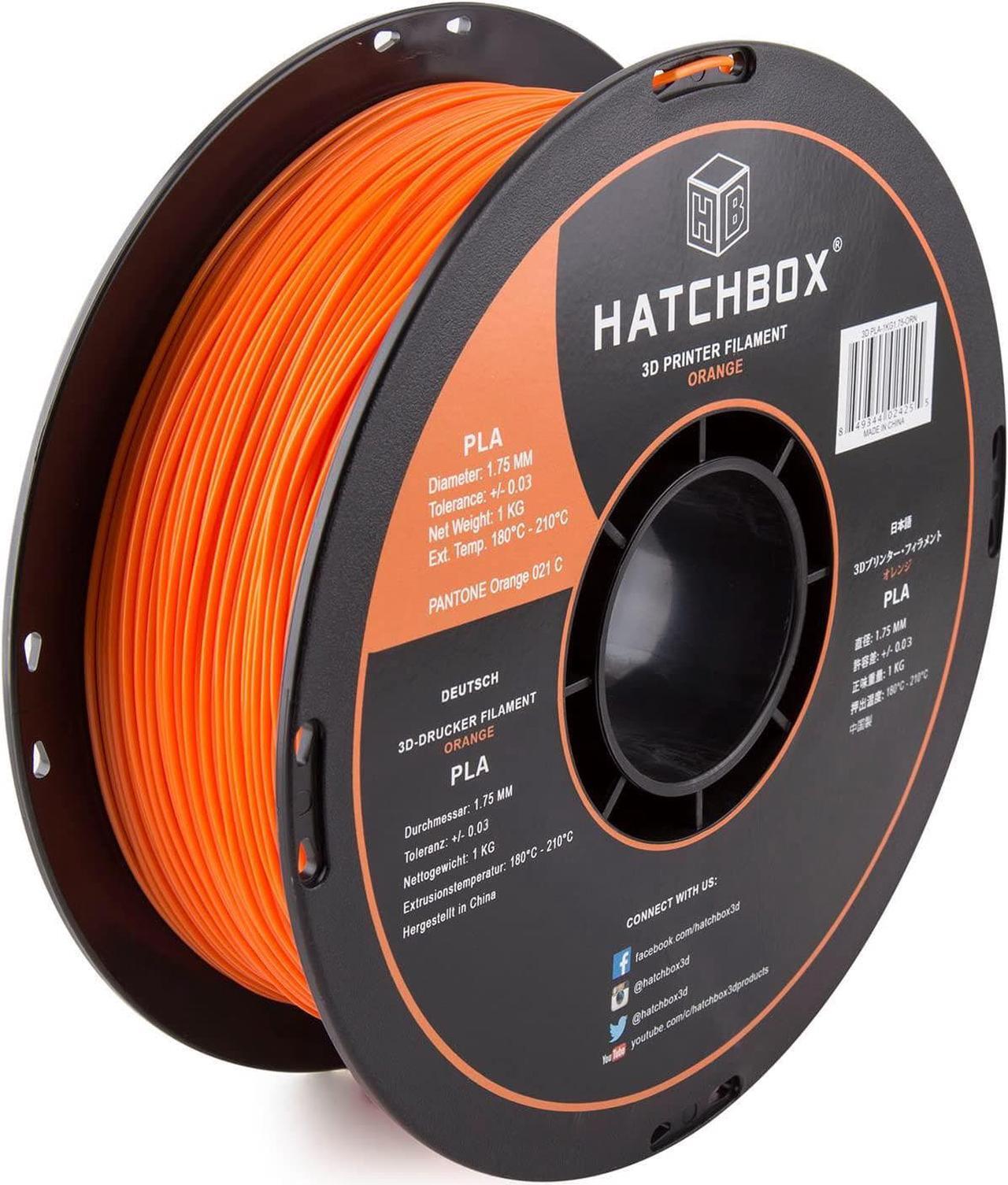 Main image of HATCHBOX 1.75mm Orange PLA 3D Printer Filament, 1 KG Spool, Dimensional Accuracy +/- 0.03 mm, 3D Printing Filament