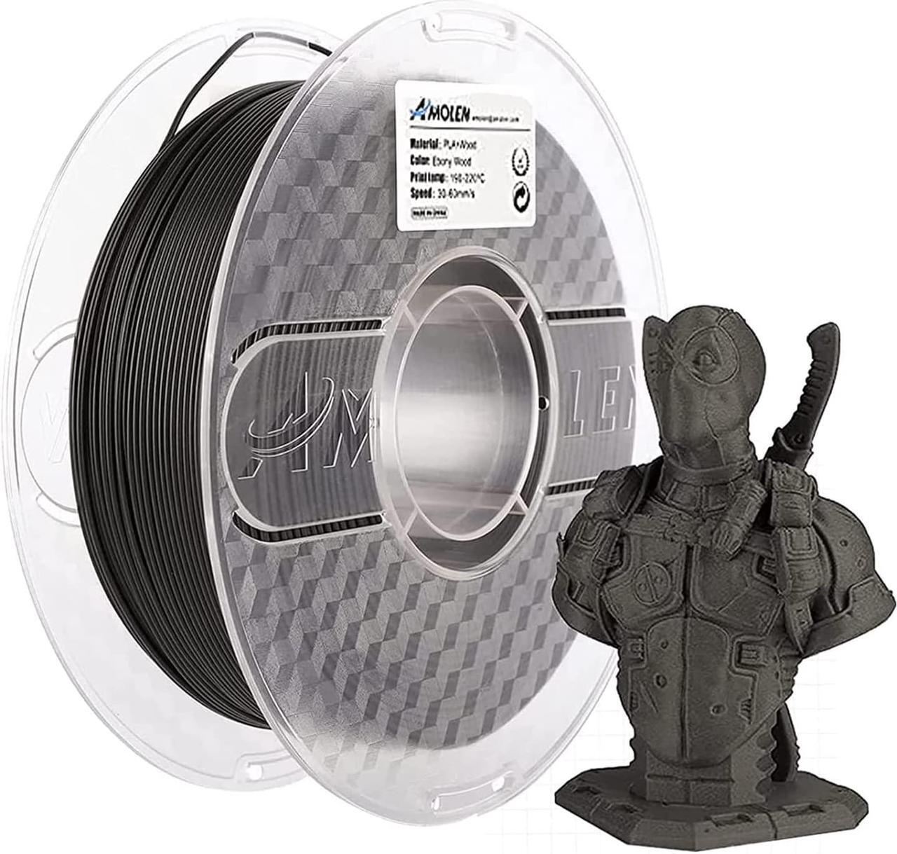 Alt view image 3 of 3 - AMOLEN 3D Printer Filament, Ebony Wood PLA Filament 1.75mm, 3D Printing Filament with 20% Real Wood Fiber,1kg