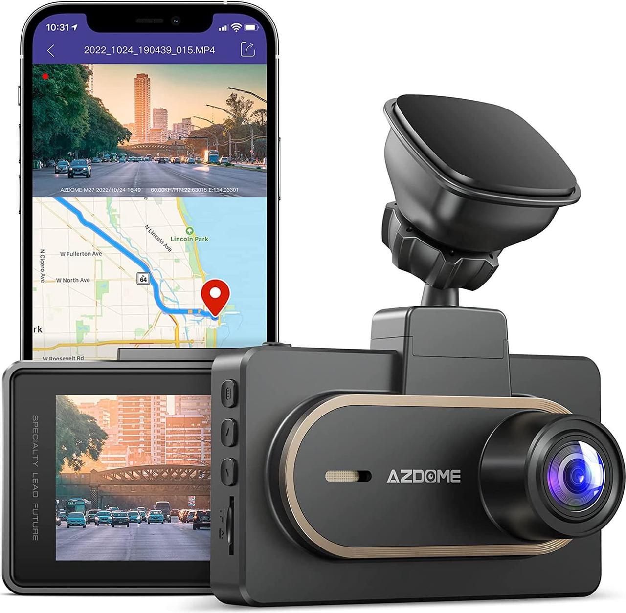 2K Dash Cam, Built in WiFi & GPS, Dashboard Camera with QHD 2560x1440P, M27 Car Camera, 3" Display, WDR, Night Vision, Parking Monitor, G-Sensor