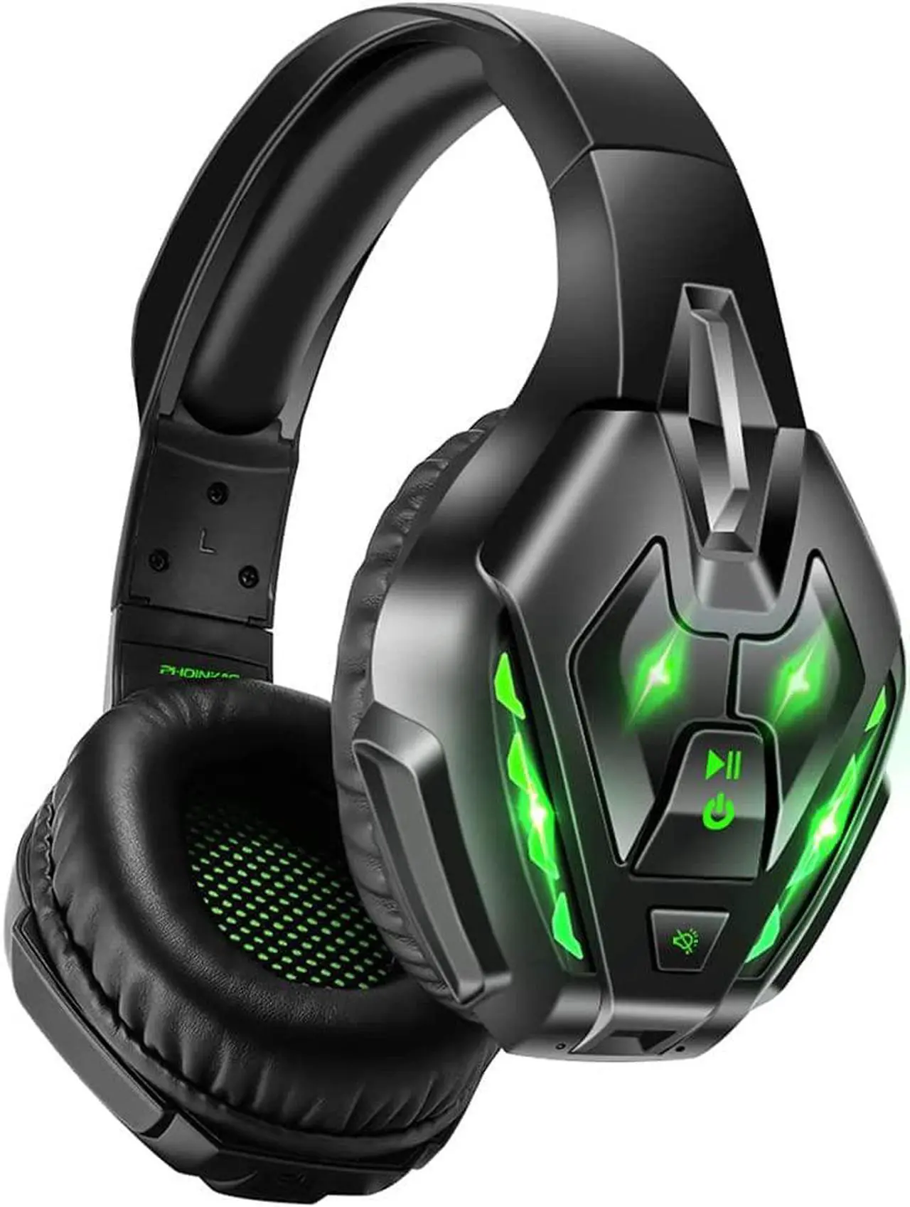 Main image of PHOINIKAS PS5 Gaming Headset for PS4, PC, Switch, Q10 Xbox One Headset with Stereo Sound, Detachable Mic, Wireless Bluetooth 5.3 Headphone only for Laptop/Phone/Tablet, 20H Battery (Green)
