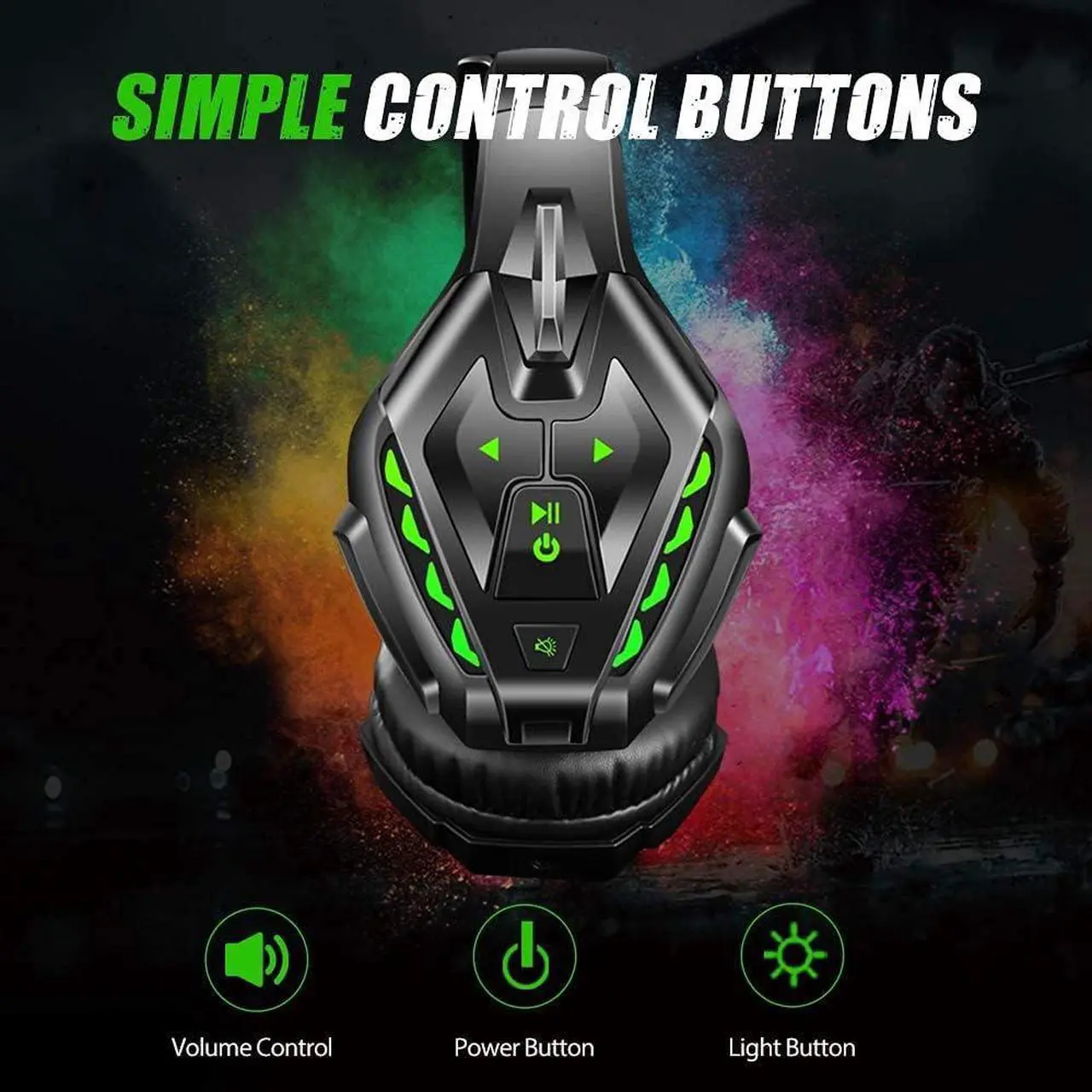 Alt view image 7 of 7 - PHOINIKAS PS5 Gaming Headset for PS4, PC, Switch, Q10 Xbox One Headset with Stereo Sound, Detachable Mic, Wireless Bluetooth 5.3 Headphone only for Laptop/Phone/Tablet, 20H Battery (Green)