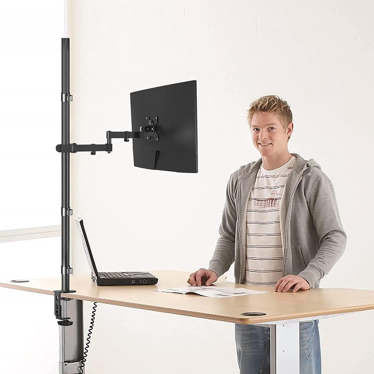 Alt view image 7 of 7 - Bracwiser Single Monitor Mount Tall 47 Pole Fully Adjustable Fits 1 Screen 13-32 inch,Ultra Wide Screen up to 38 inch Computer,up to 22lbs,VESA 75 100 (MD71221)