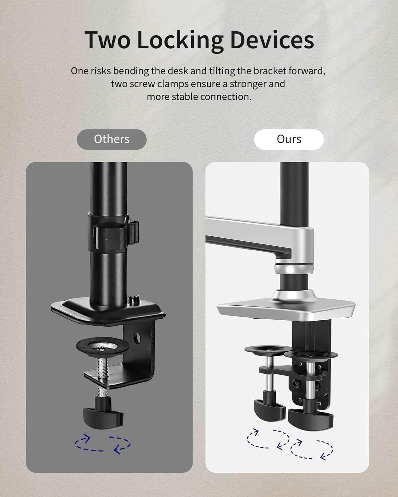 Alt view image 6 of 7 - Dual Monitor Stand for Desk, Vertical Dual Monitor Mount with Wide Range of Motion, Dual Monitor Arm for 17-40" Screen up to 25 lbs Each, Computer Monitor Stand for 2 monitors - Silver