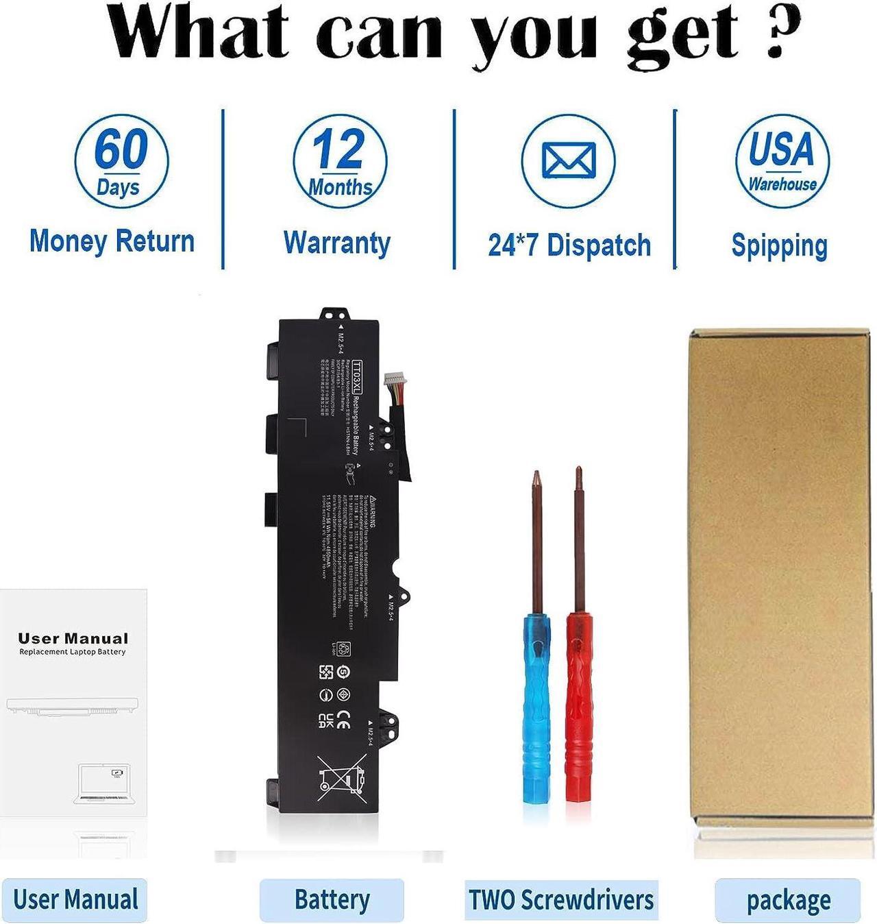 Alt view image 6 of 7 - DMKAOLLK TT03XL 932824-421 Laptop Battery for HP EliteBook 850 G5,EliteBook 755 G5,EliteBook 850 G6,ZBook 15U G5 G6 Series TT03056XL 932824-1C1 932824-2C1 933322-855 HSN-113C-5 HSTNN-LB8H 11.55V 56Wh