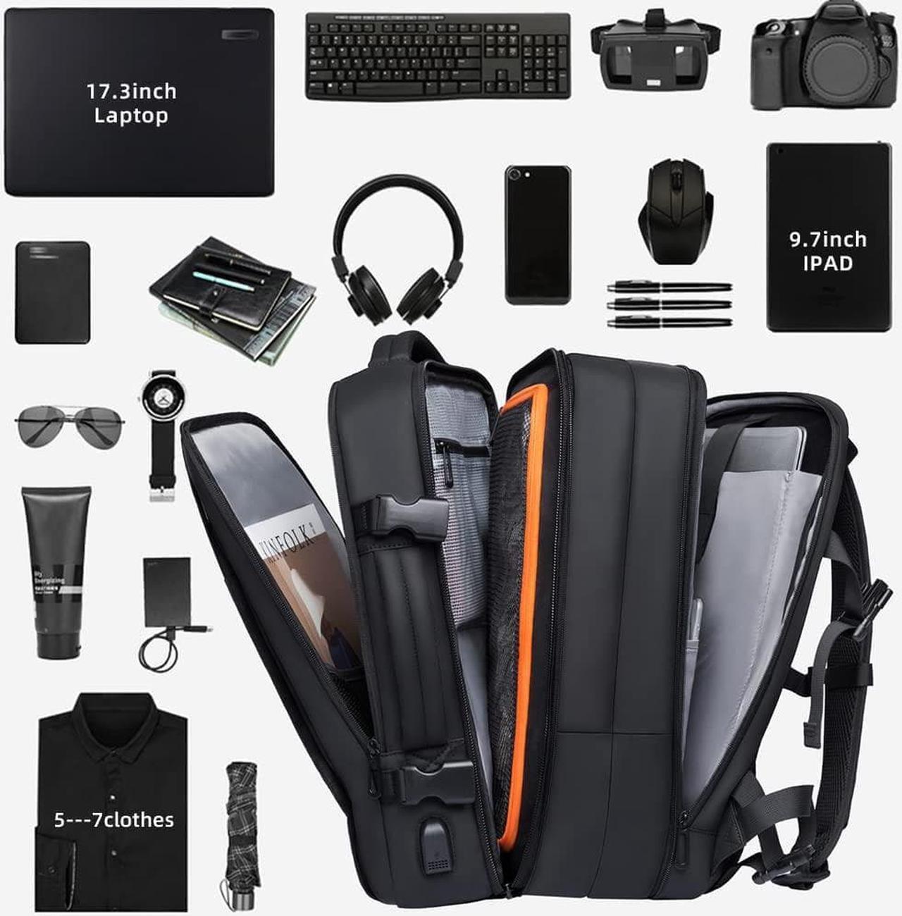 Alt view image 5 of 7 - 35L Travel Backpacks Weekender Expandable Carry-On Backpack for Airplanes Waterproof 17.3 inch Laptop Backpack for Men and Women