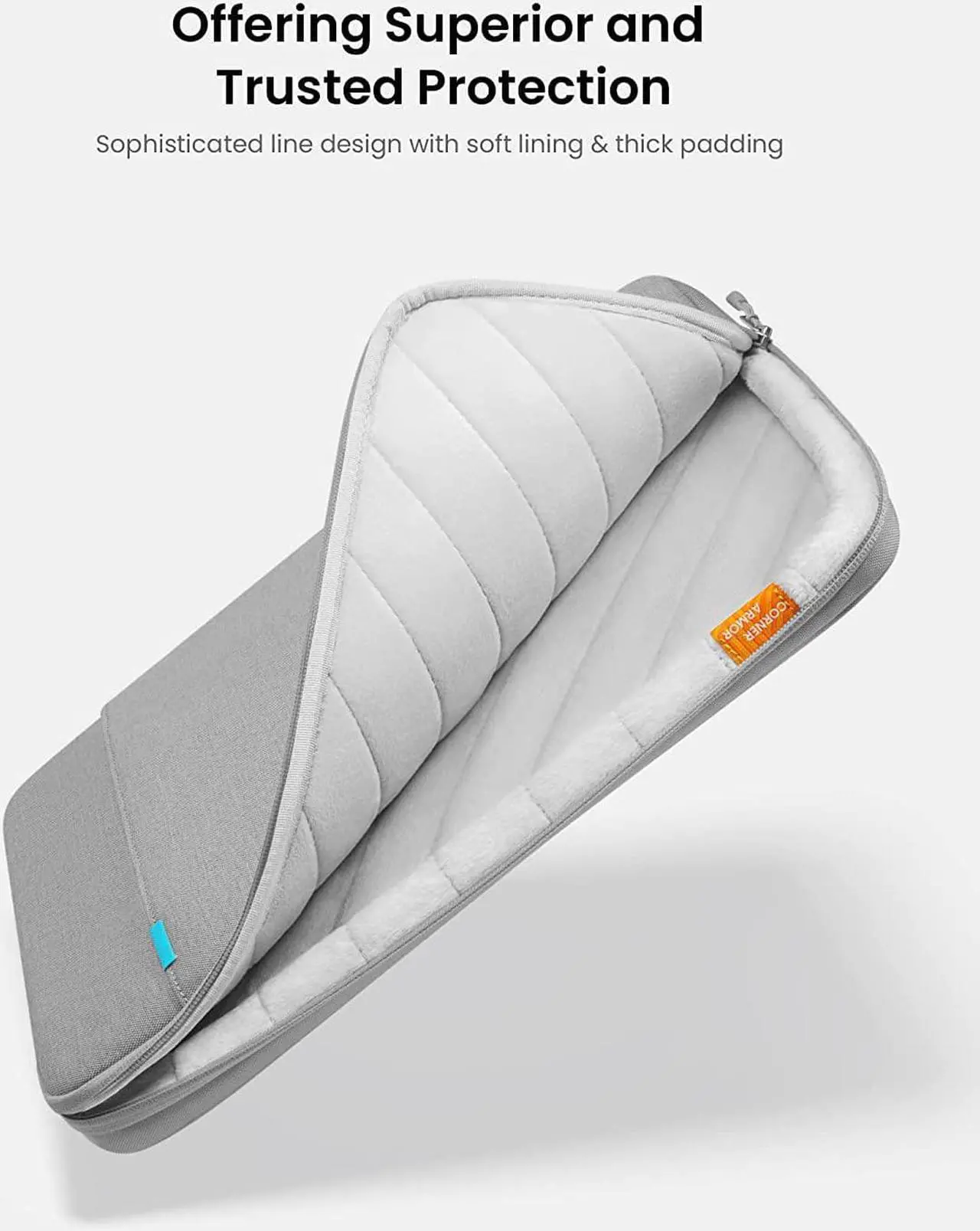 Alt view image 3 of 7 - tomtoc 360° Protective Laptop Sleeve for 16 Inch MacBook Pro M1 Pro/Max A2485 A2141 2021-2019, Ultrabook Notebook Bag Case with Accessory Pocket, Shockproof, Water-Resistant, Lightweight, Gray