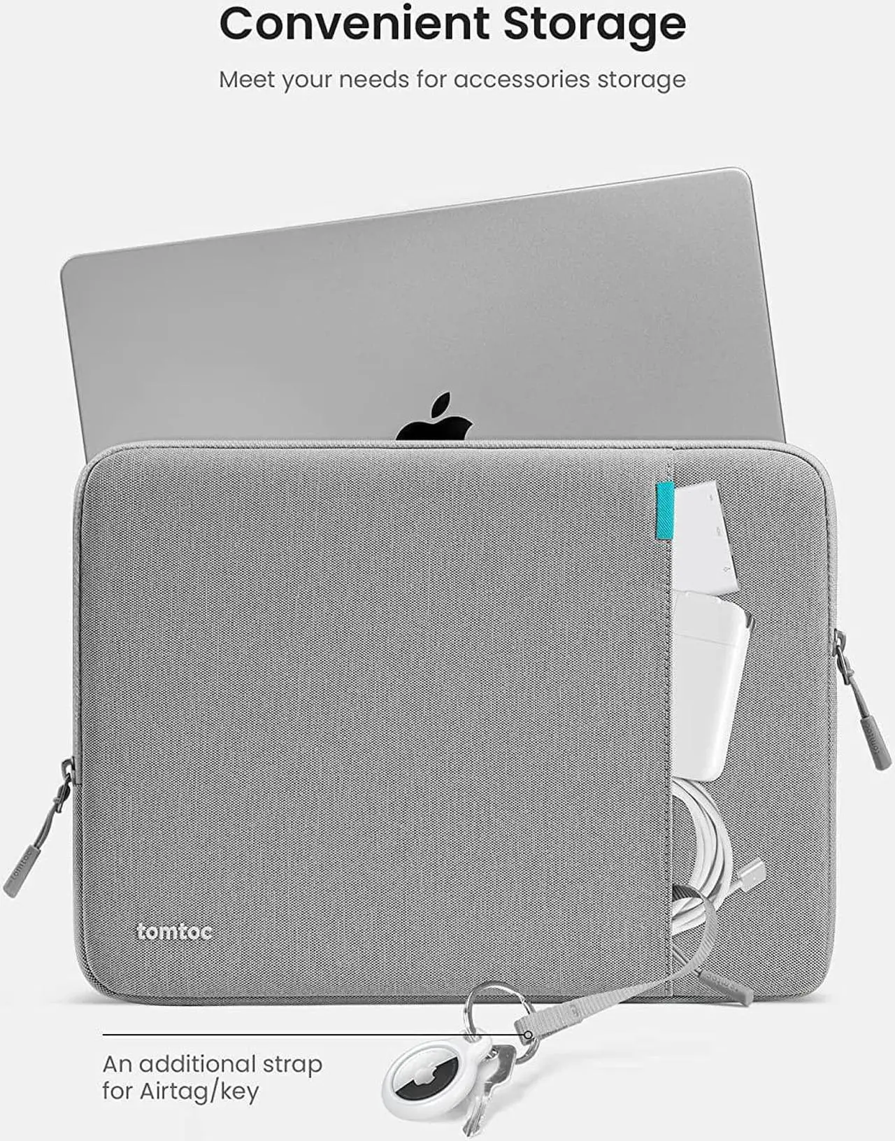 Alt view image 4 of 7 - tomtoc 360° Protective Laptop Sleeve for 16 Inch MacBook Pro M1 Pro/Max A2485 A2141 2021-2019, Ultrabook Notebook Bag Case with Accessory Pocket, Shockproof, Water-Resistant, Lightweight, Gray