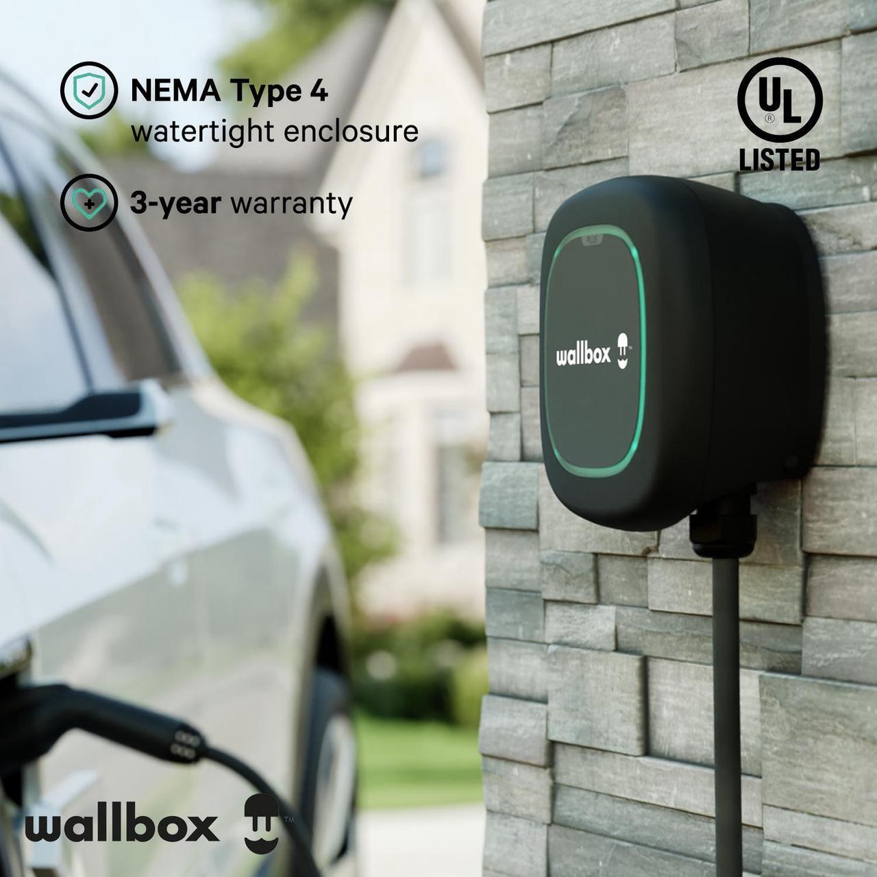 Alt view image 3 of 7 - Pulsar Plus Level 2 Electric Vehicle Smart Charger - 48 Amp Hardwired Ultra Compact, WiFi, Bluetooth, Alexa and Google Home - 25 Foot Cable - UL Certified - OCPP Enabled - Indoor/Outdoor - by Wallbox