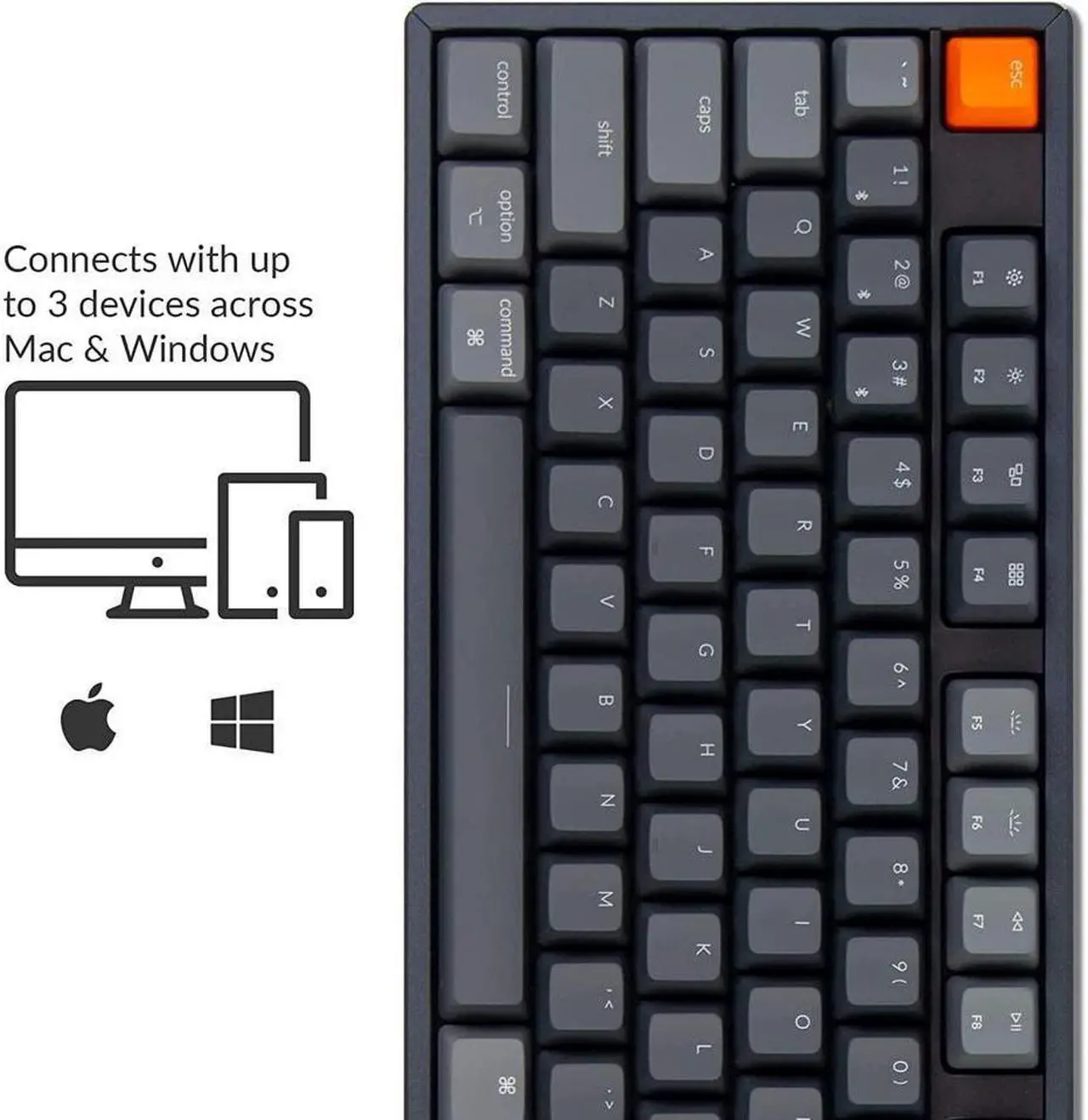 Alt view image 2 of 6 - Keychron K10 RGB Full Size Layout Hot-Swappable Mechanical Keyboard for Mac Windows, Multitasking 104-Key Bluetooth Wireless/USB Wired Gaming Keyboard with Gateron G Pro brown Switch Aluminum Frame