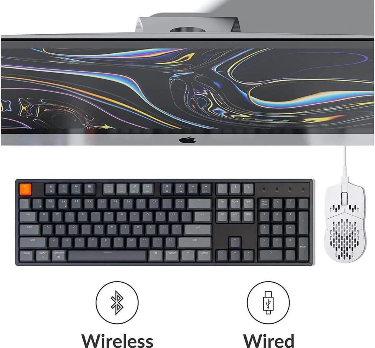 Alt view image 3 of 6 - Keychron K10 RGB Full Size Layout Hot-Swappable Mechanical Keyboard for Mac Windows, Multitasking 104-Key Bluetooth Wireless/USB Wired Gaming Keyboard with Gateron G Pro brown Switch Aluminum Frame