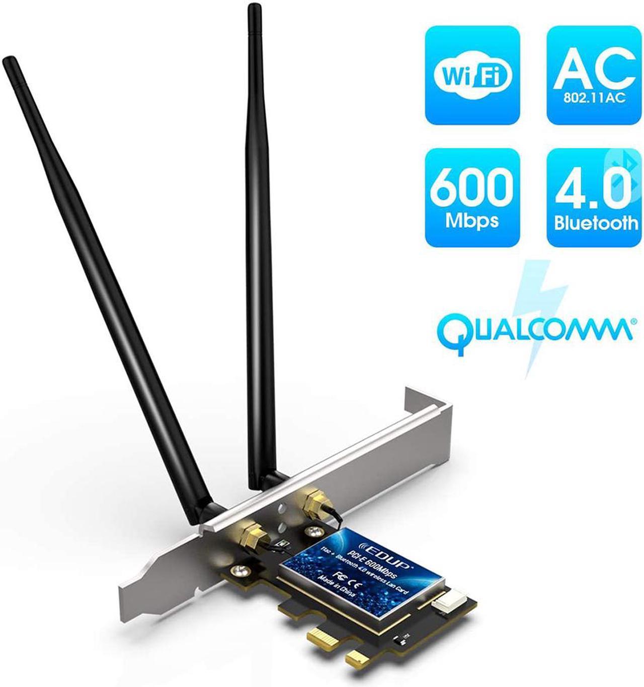 WiFi PCI Express Adapter AC600Mbps PCIE Wireless WiFi Network Card Bluetooth 4.0 Adapter 2.4G/5.8G Dual Band PCI Express Internet Networking Cards Support Windows 10/ Win 8.1/ Win 7 for Desktop PC