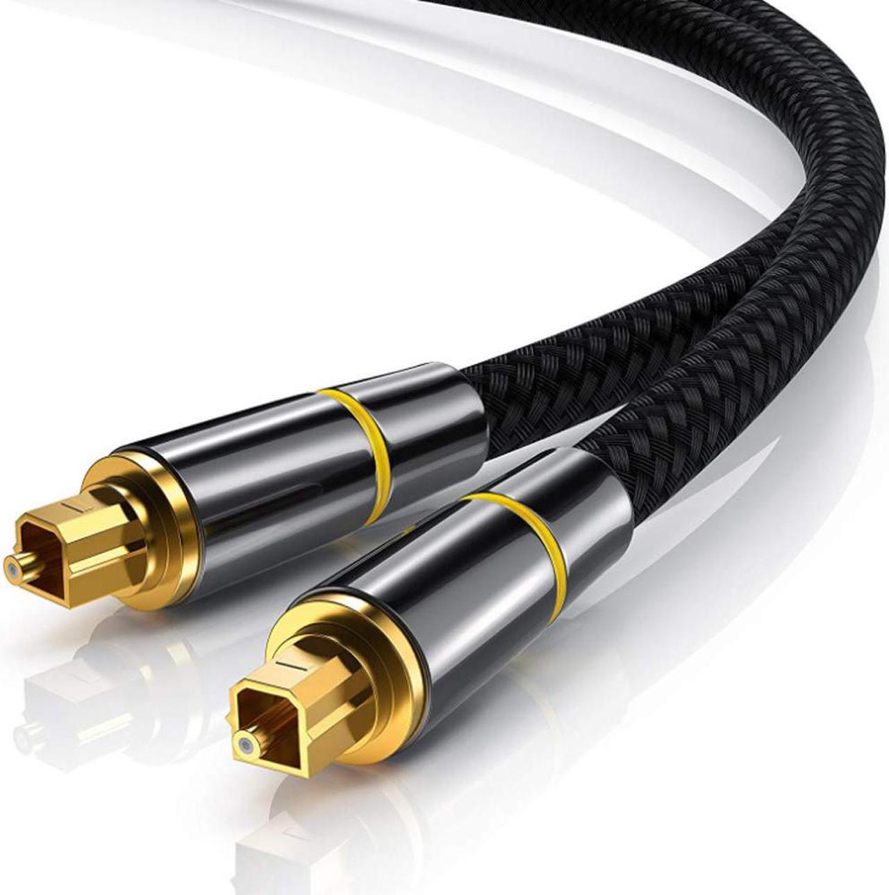 Digital Optical Audio Cable 10ft/3M, Fiber Optic Toslink Audio Cable SPDIF Male to Male 24K Gold Plated for Sound Bar, Home Theater, TV, PS4, Xbox, Playstation & More