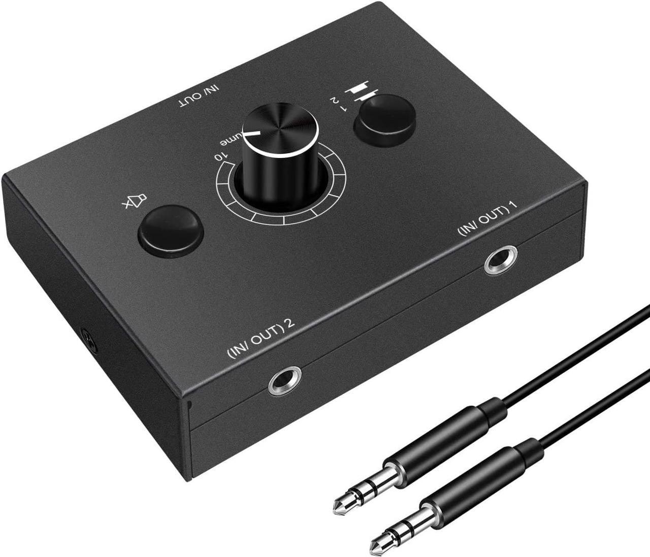 3.5mm Audio Selector, 2 Way Audio Switcher; Headphone Switcher, Stereo AUX Audio Selector, AB Switcher Selector, Audio Sharing 2 Input 1 Output / 1 Input 2 Output