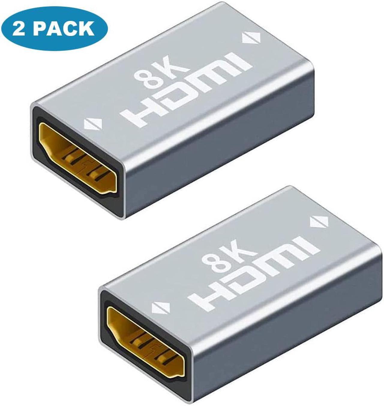 [2 Pack] HDMI Coupler Female to Female, 3D 8K HDMI Extension Cable Connector Aluminum Alloy for HDTV, Roku Stick, Computer, PC, Monitor, Laptop, Projector, DVD Player, AV Receiver Adapter, PS 5/4/3/2