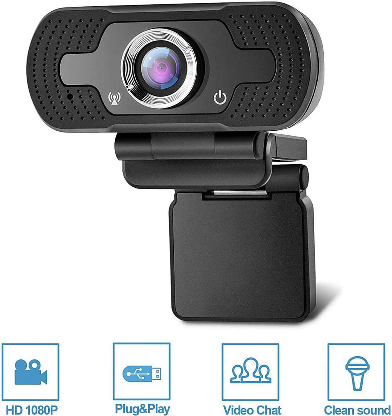 Full 1080P Webcam with Microphone Pro Streaming Web Camera USB Computer Camera PC Mac Laptop Desktop Video Calling Conferencing Recording with Privacy Shutter (Color: Black)