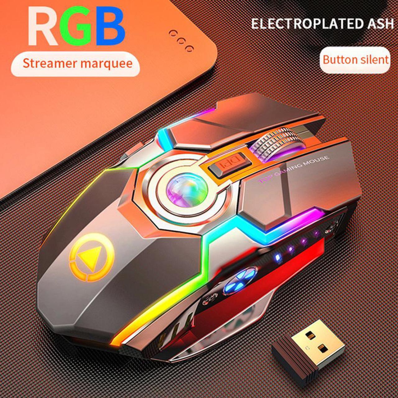 Gaming Mice Rechargeable Wireless Mouse Silent Ergonomic 7 Keys RGB Backlit 1600 DPI LED Backlit Mouse for Computer PC