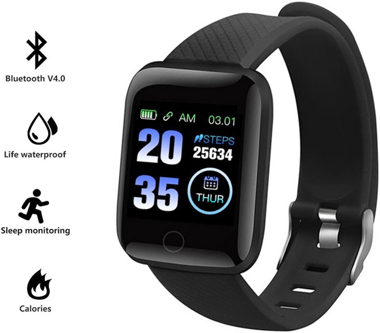 Fitness Tracker Smart Watch, Activity Tracker with Heart Rate Monitor, Smart Watch is Suitable for Home Fitness Tracking, Yoga, Exercise Bike, Treadmill, Compatible with IOS Android Phones, (Black)