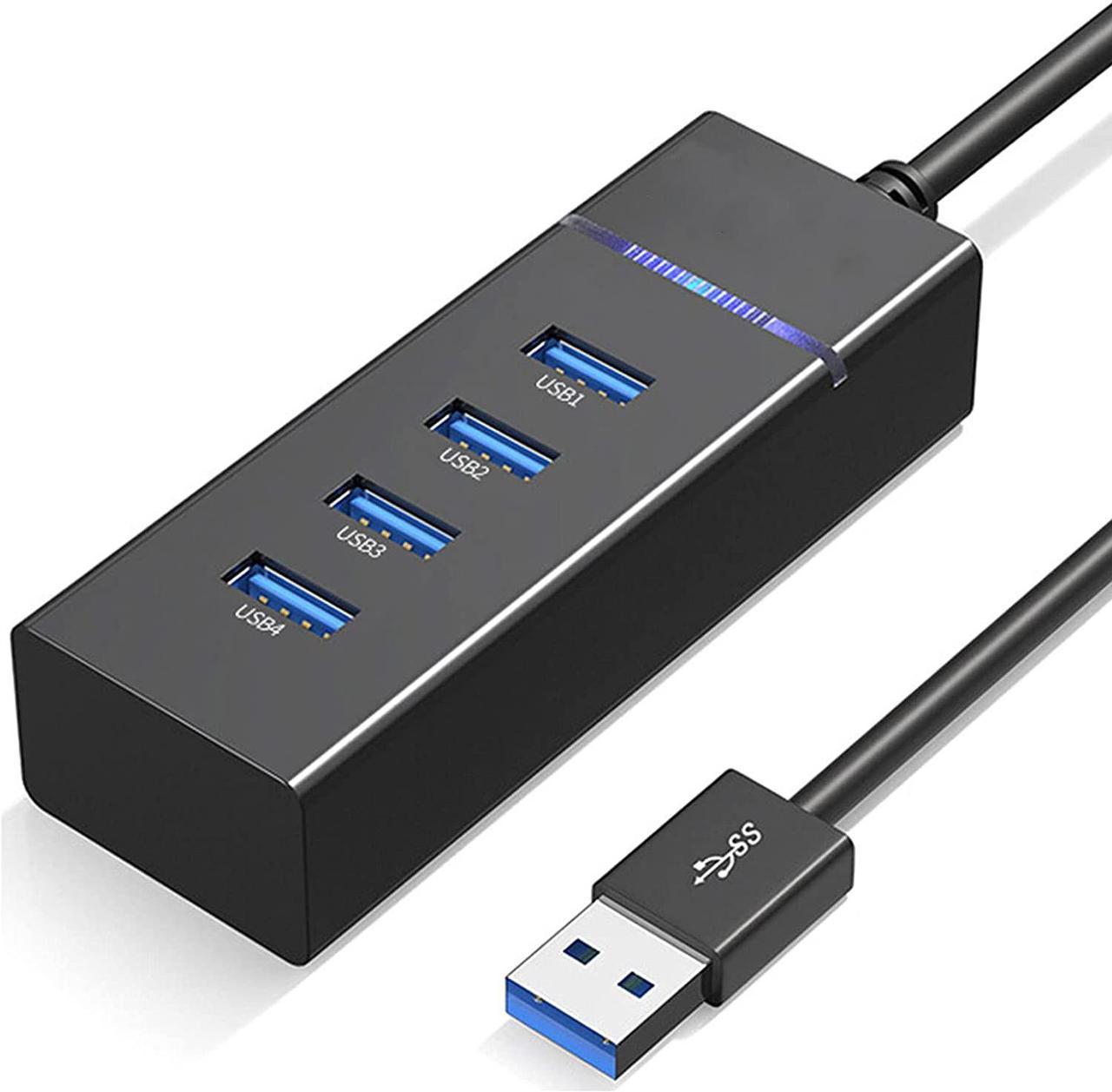 USB Hub 4 x USB3.0, 4 Port USB 3.0 Hub with 1ft USB Splitter Cable Multi USB Port Expander, USB Hub for Laptop, PC, Mac, Printer, Mobile HDD, USB Flash Drive, School or Business Computer Accessories