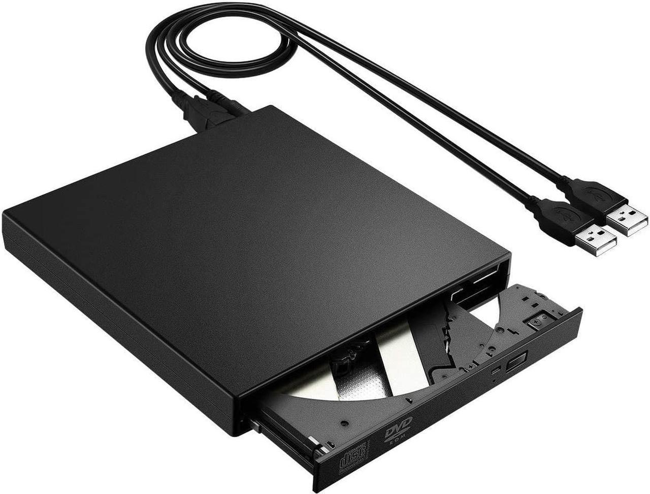 External CD Drive USB2.0, USB Slim Portable CD-RW DVD-R Combo Burner Player for Laptop, Mac, PC Desktop Computer and Play for Windows 2000 / XP / Vista / Windows 7 Black