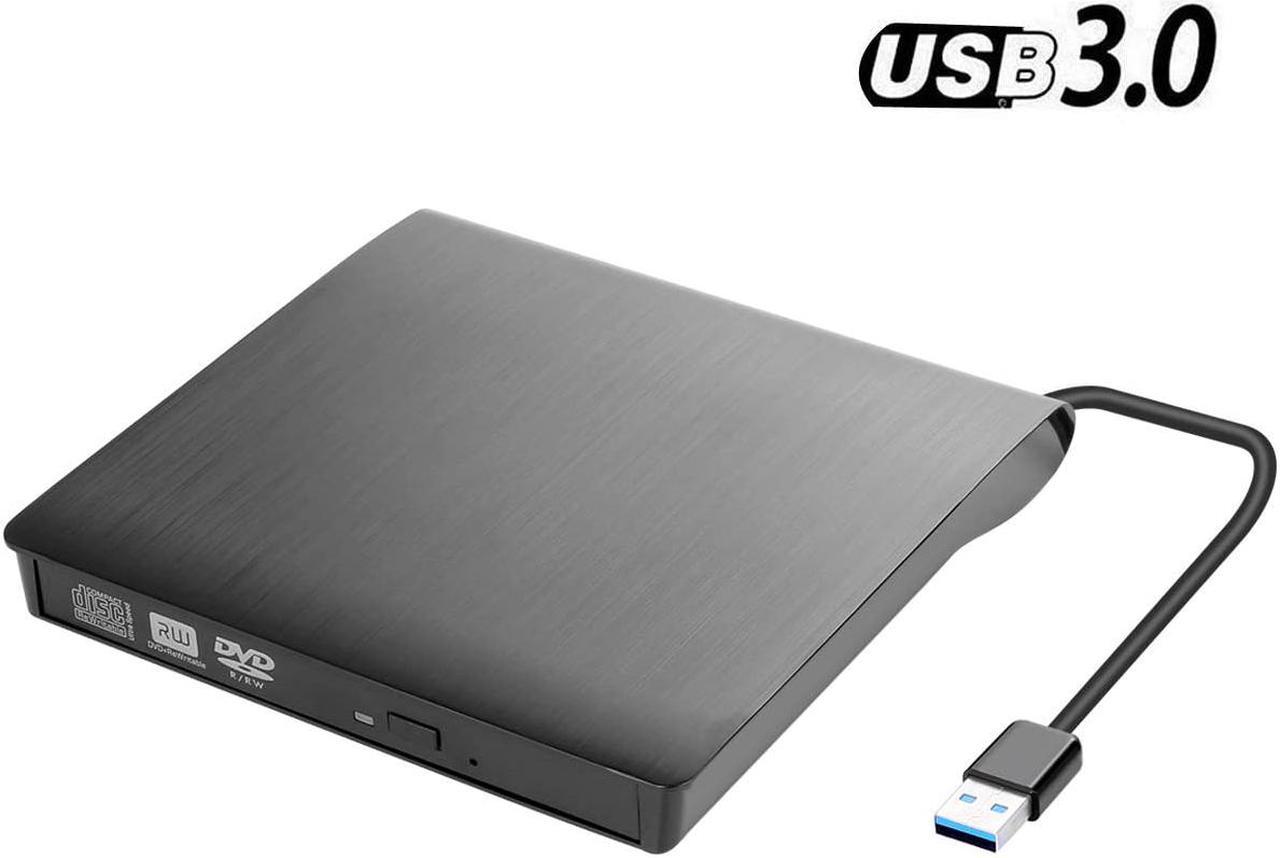 External DVD CD Drive, USB 3.0 Portable CD DVD +/- Slim Portable CD/DVD RW Drive Burner Writer ROM Rewriter, High Speed Data Transfer for Desktop/Laptop/Black