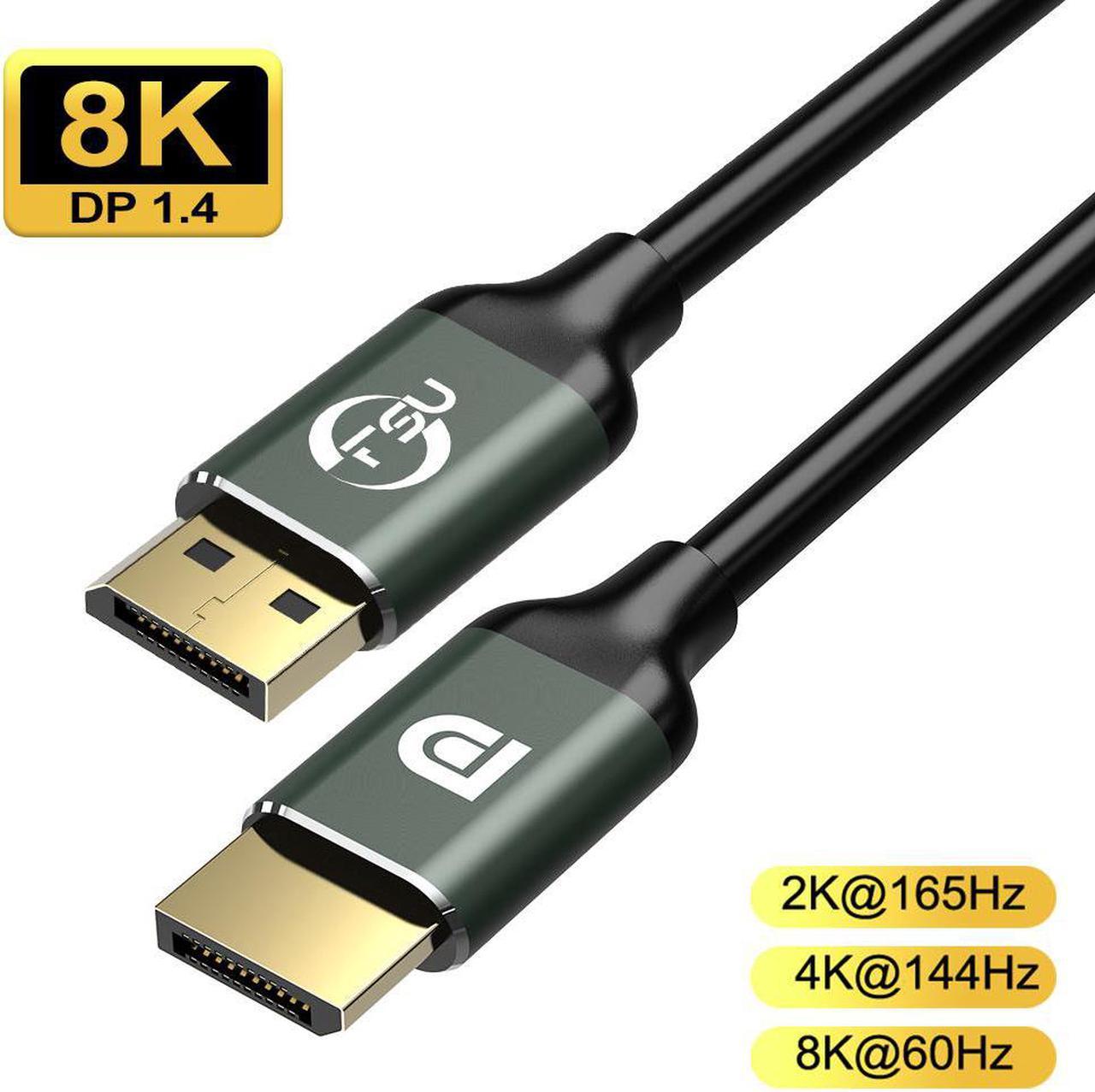 8K DisplayPort Cable 6.6ft/2M, DisplayPort to DisplayPort 1.4 Cable Support 8K @60Hz(7680x4320) Resolution, 4K @144Hz, 32.4Gbps, HDR, HBR3, HDCP2.2 DP to DP Cable for PC, Laptop,HDTV Monitor (6.6FT)