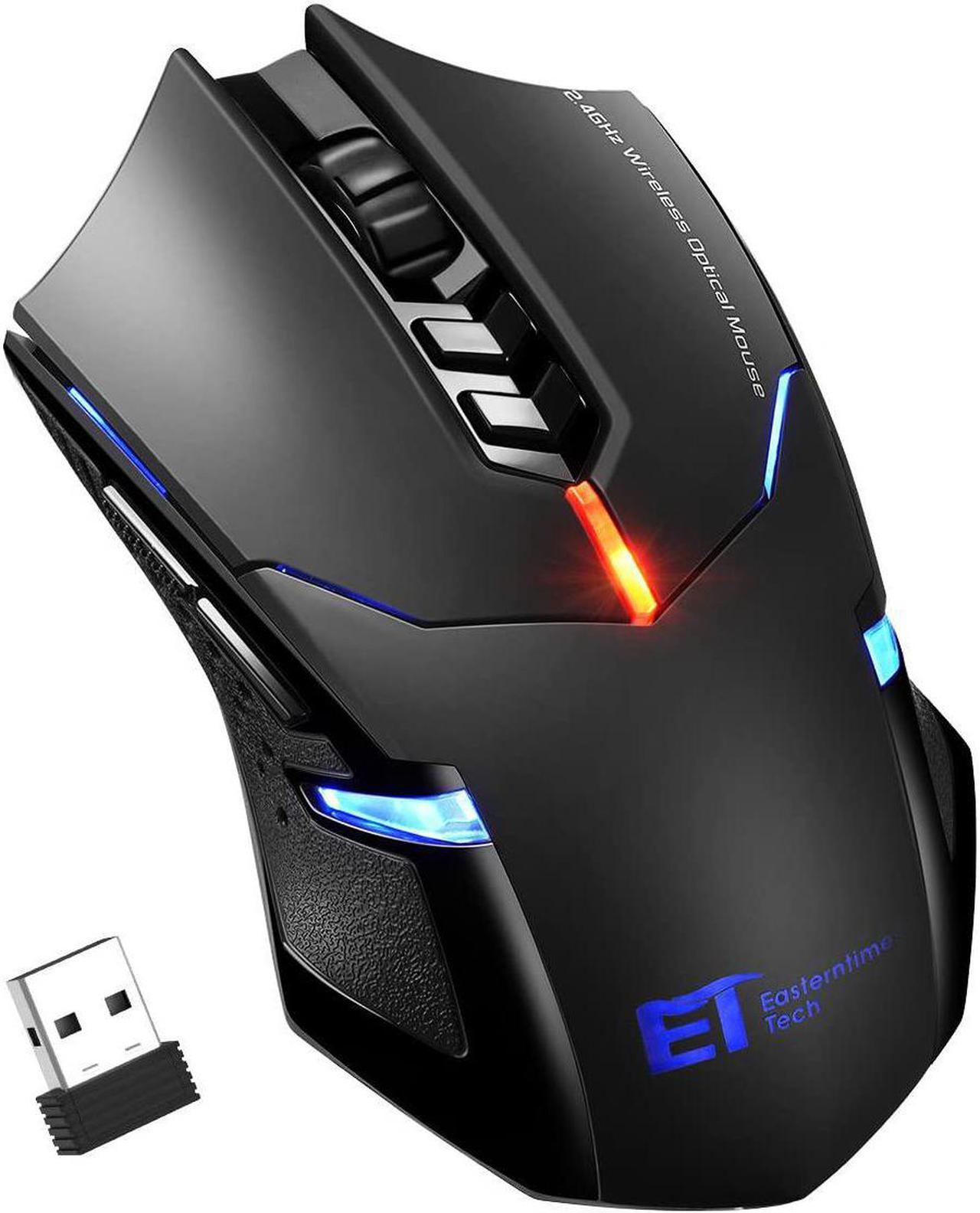 Wireless Laptop Mouse- 2.4G USB Cordless Optical Gaming & Office Mice with 7 Silent Click Buttons, Ergonomic Computer Mouse 5 Adjustable DPI, Plug & Play for PC, Windows, Mac etc -Black