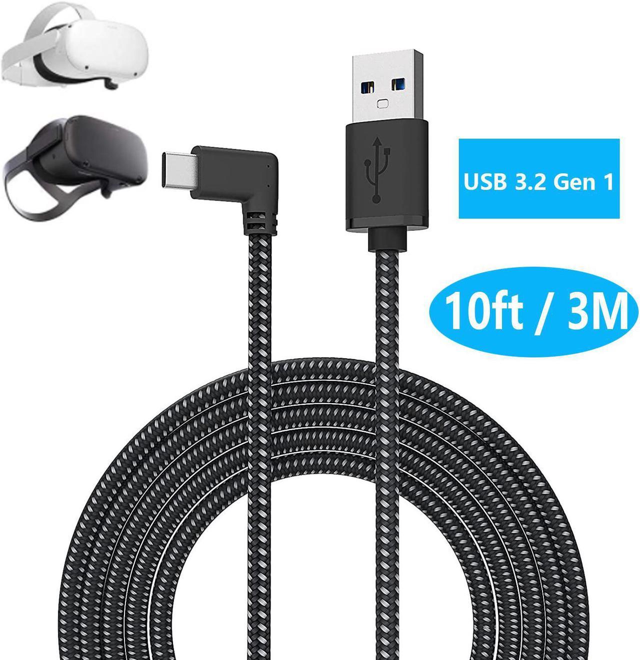 10FT / 3M USB A to USB C Link Cable for Oculus Quest 2,  90 Degree USB 3.0 to USB C USB 3.2 Gen 1 Cable High Speed Data Transfer & Fast Charging Compatible for Oculus VR Headset, PC Gaming