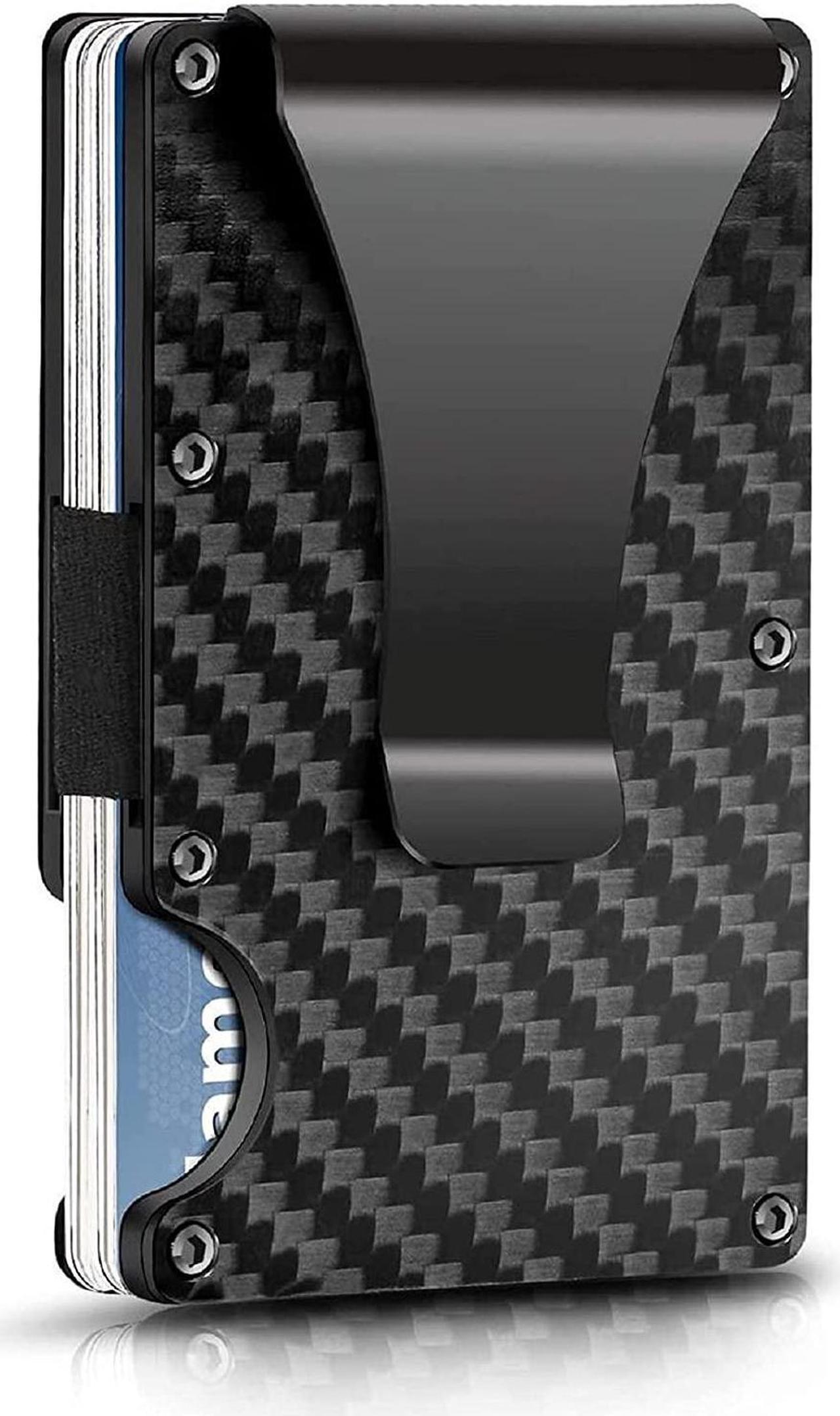 Slim Carbon Fiber Wallet - Slim Wallet with RFID Blocking - Minimalist Carbon Fiber Wallet - Smart Clip Metal Wallet Gift for Husband Dad Wife Slim Money Clip Wallet