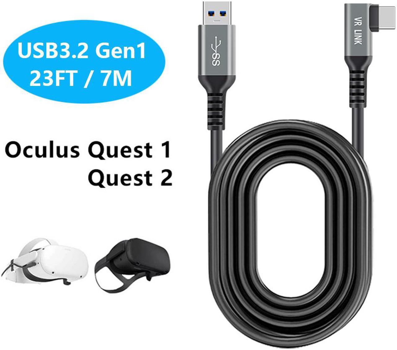 for Oculus Quest Link Cable 24FT/7M, USB A to 90 Degree USB C Link Cable Fast Charging 60W, USB 3.2 Gen1 5Gbps, Compatible for Quest 2 VR Headset, Galaxy S21 S20 Note20, Pixel 4 3 XL and More