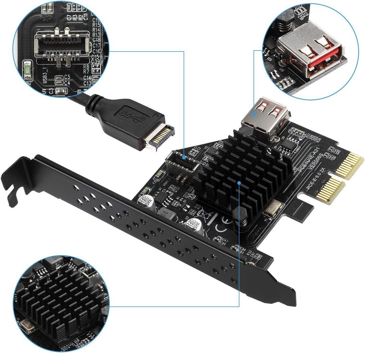 Alt view image 6 of 7 - USB3.1 Gen2 Internal 20-pin Front Panel Connector Expansion Card 10 Gbit/s USB 2.0 PCI Express 3.0 X2 Adapter for Desktop PCs (ASM3142)
