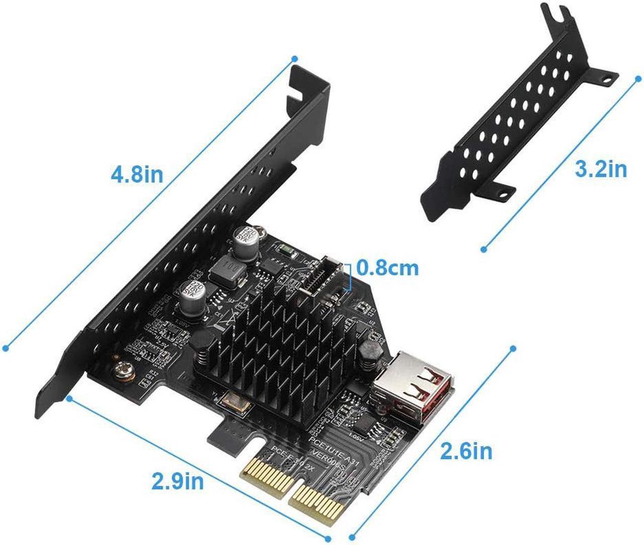 Alt view image 5 of 7 - USB3.1 Gen2 Internal 20-pin Front Panel Connector Expansion Card 10 Gbit/s USB 2.0 PCI Express 3.0 X2 Adapter for Desktop PCs (ASM3142)